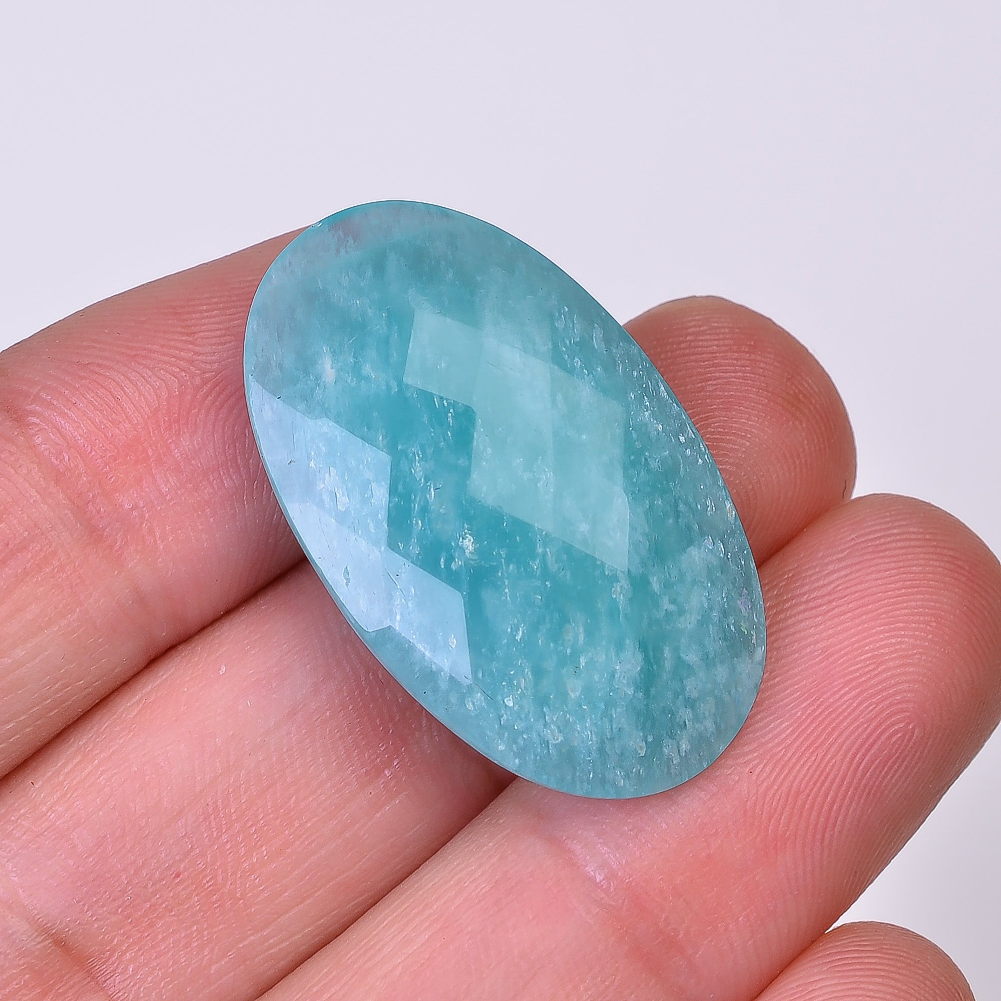 Natural Amazonite Oval Shape Faceted Loose Gemstone For Making Jewelry 26 Ct. 30X18X6 mm Y-10048