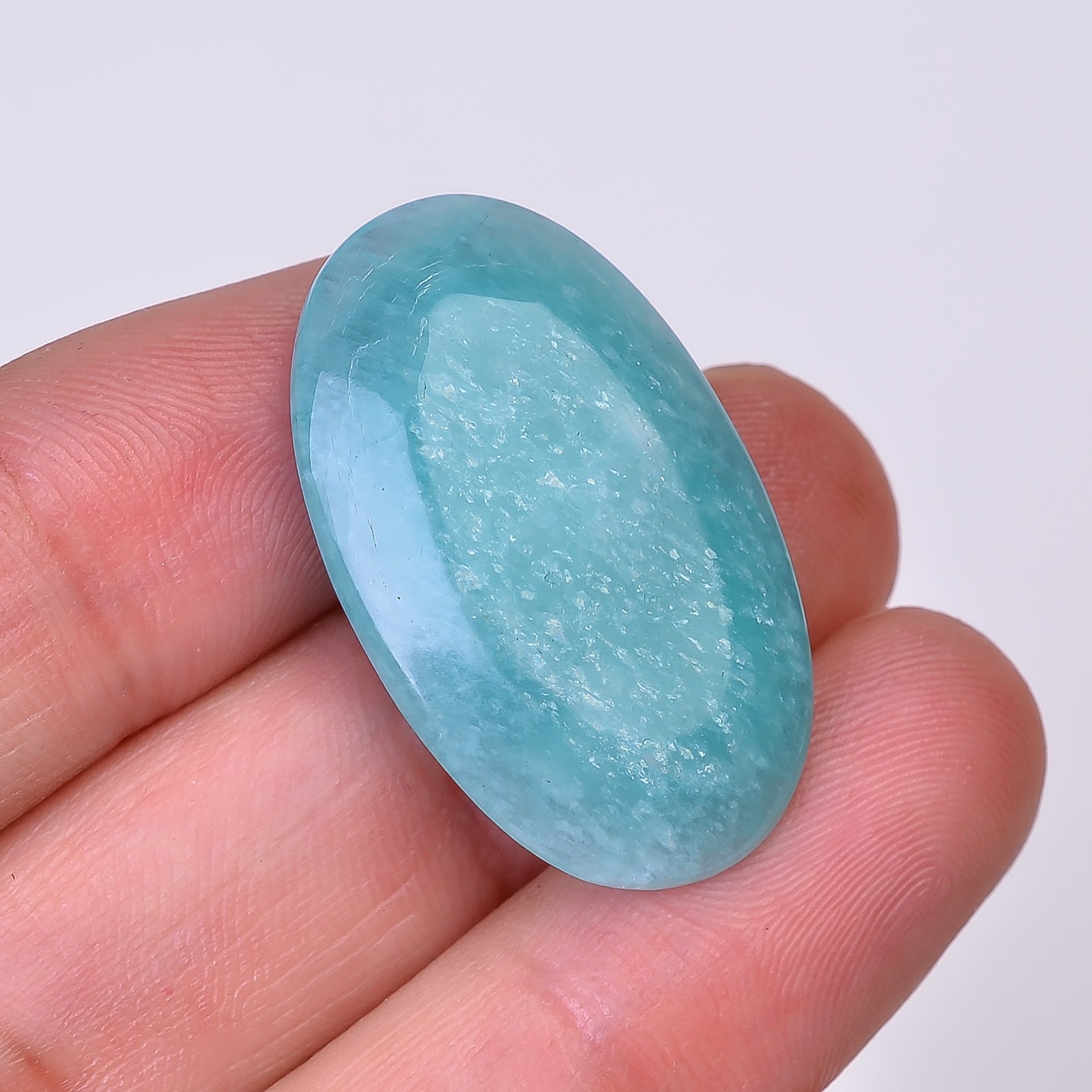 Natural Amazonite Oval Shape Faceted Loose Gemstone For Making Jewelry 26 Ct. 30X18X6 mm Y-10048