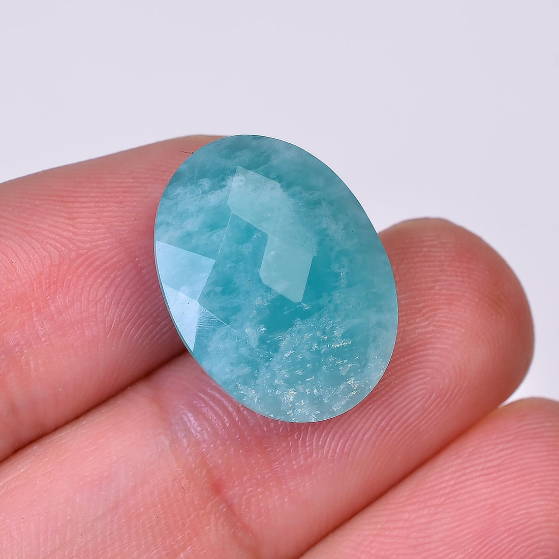 Natural Amazonite Oval Shape Faceted Loose Gemstone For Making Jewelry 13 Ct. 18X14X7 mm Y-10049