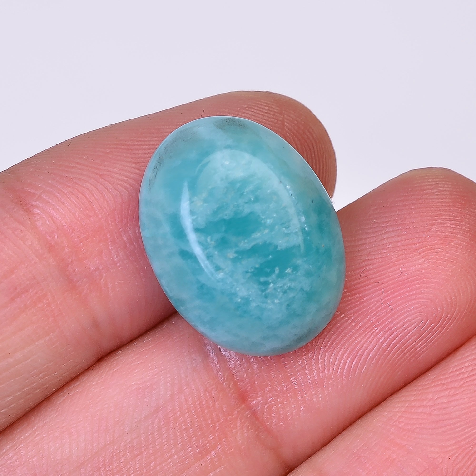 Natural Amazonite Oval Shape Faceted Loose Gemstone For Making Jewelry 13 Ct. 18X14X7 mm Y-10049