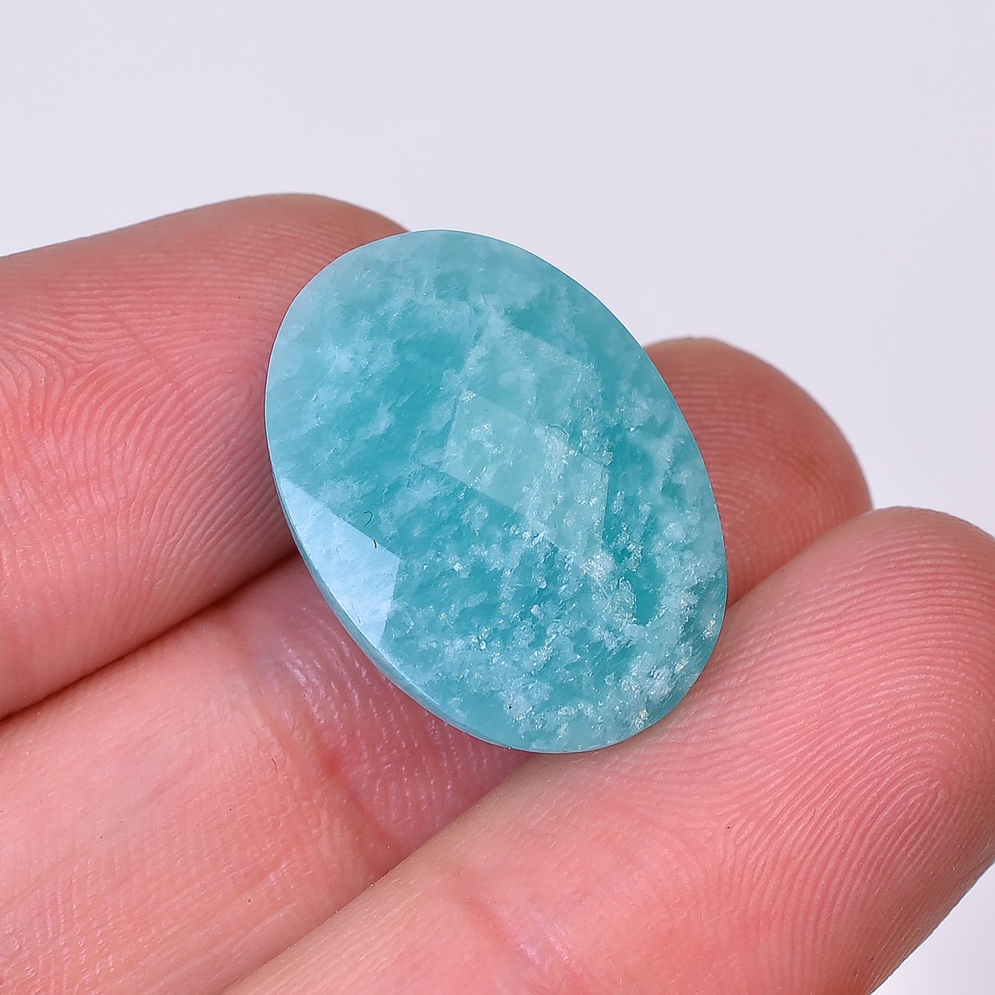 Natural Amazonite Oval Shape Faceted Loose Gemstone For Making Jewelry 16.5 Ct. 20X14X7 mm Y-10050