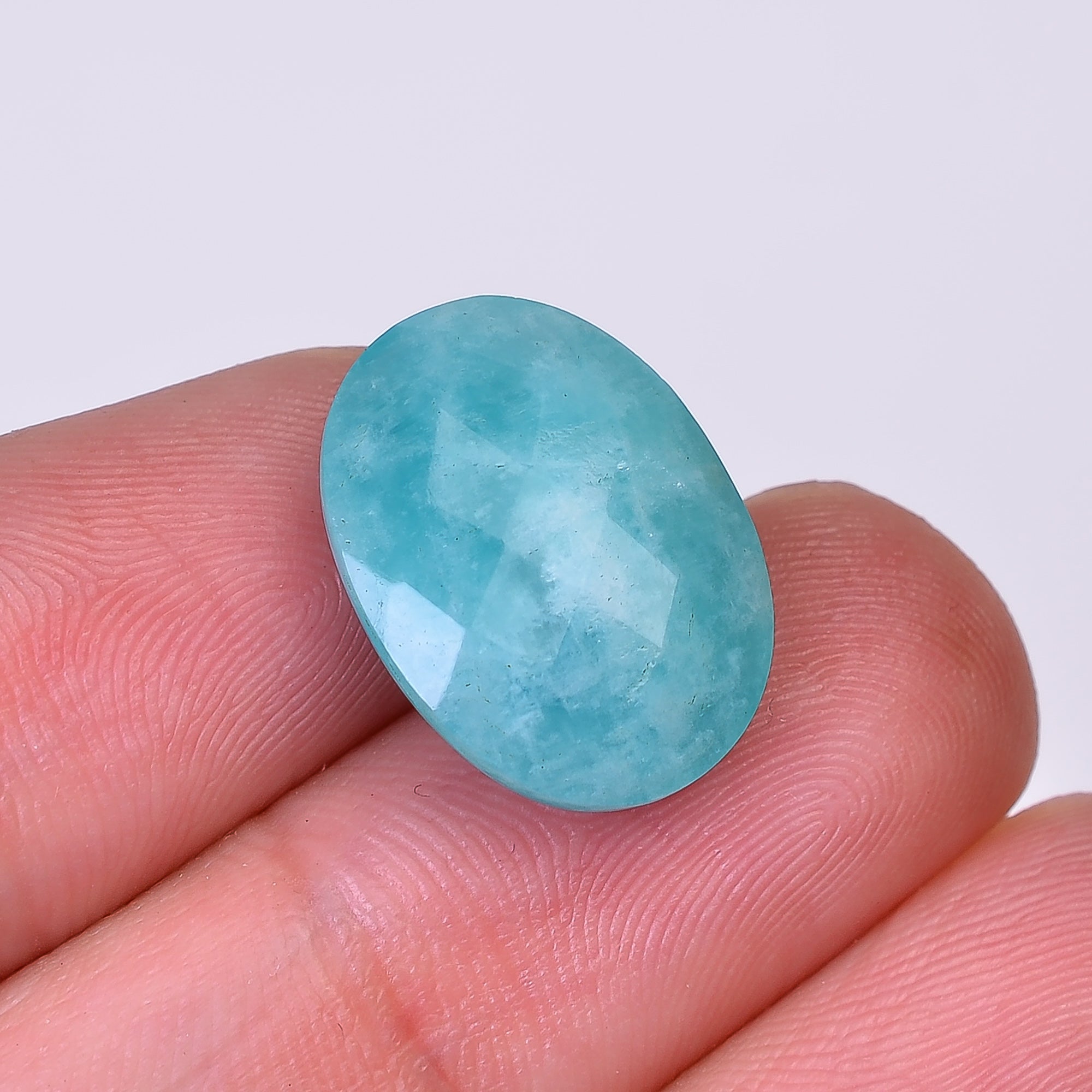 Natural Amazonite Oval Shape Faceted Loose Gemstone For Making Jewelry 10.5 Ct. 17X12X6 mm Y-10052