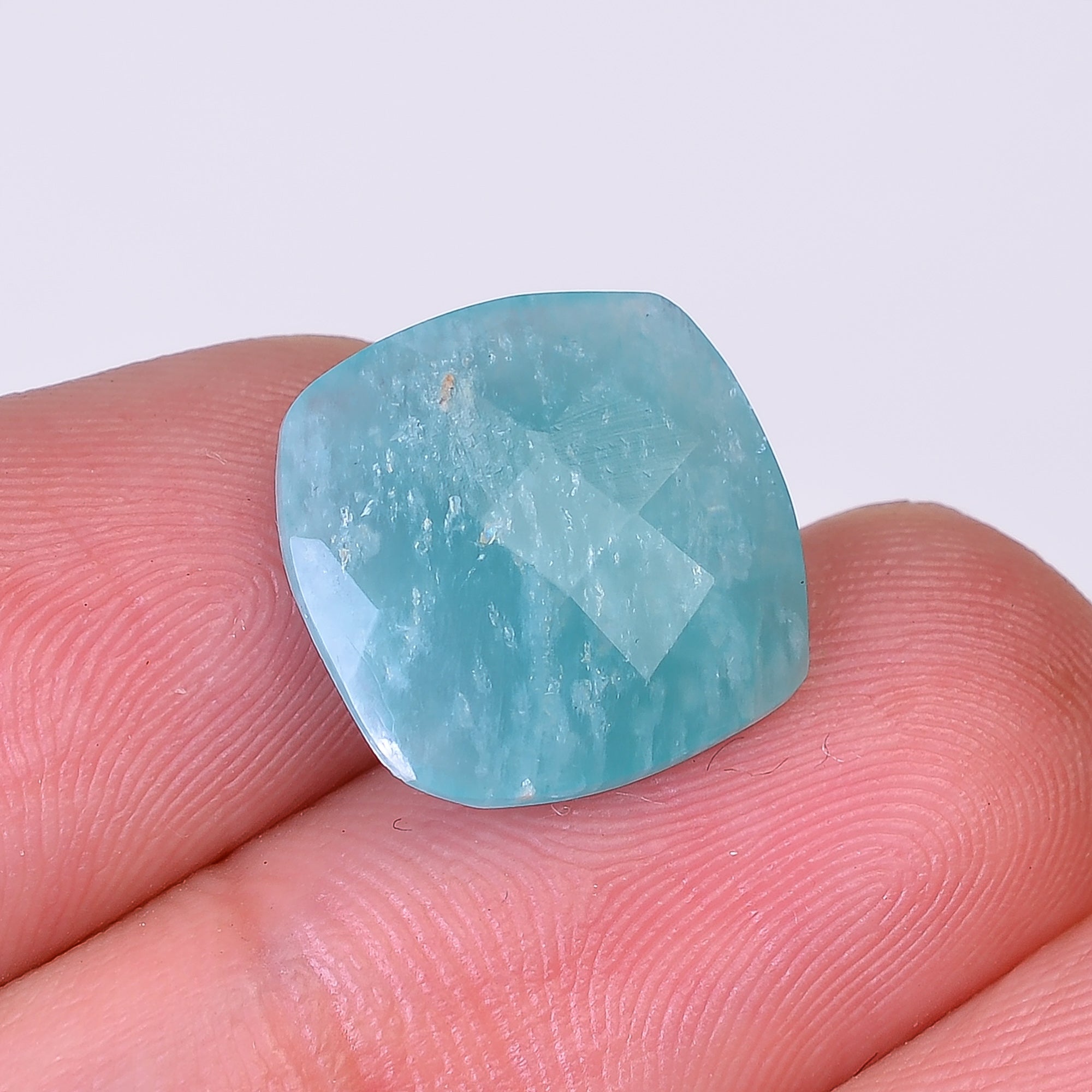 Natural Amazonite Cushion Shape Faceted Loose Gemstone For Making Jewelry 6.5 Ct. 13X13X5 mm Y-10054