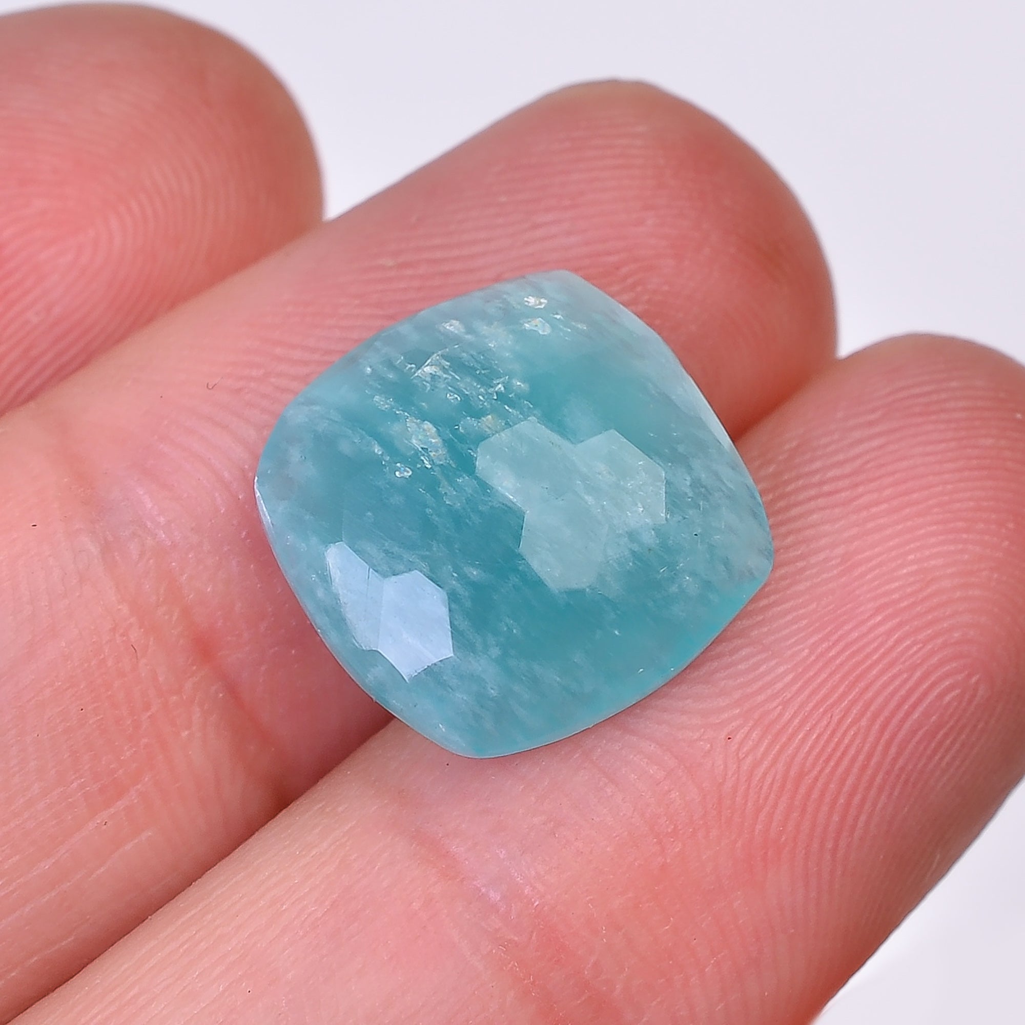 Natural Amazonite Cushion Shape Faceted Loose Gemstone For Making Jewelry 6.5 Ct. 13X13X5 mm Y-10054