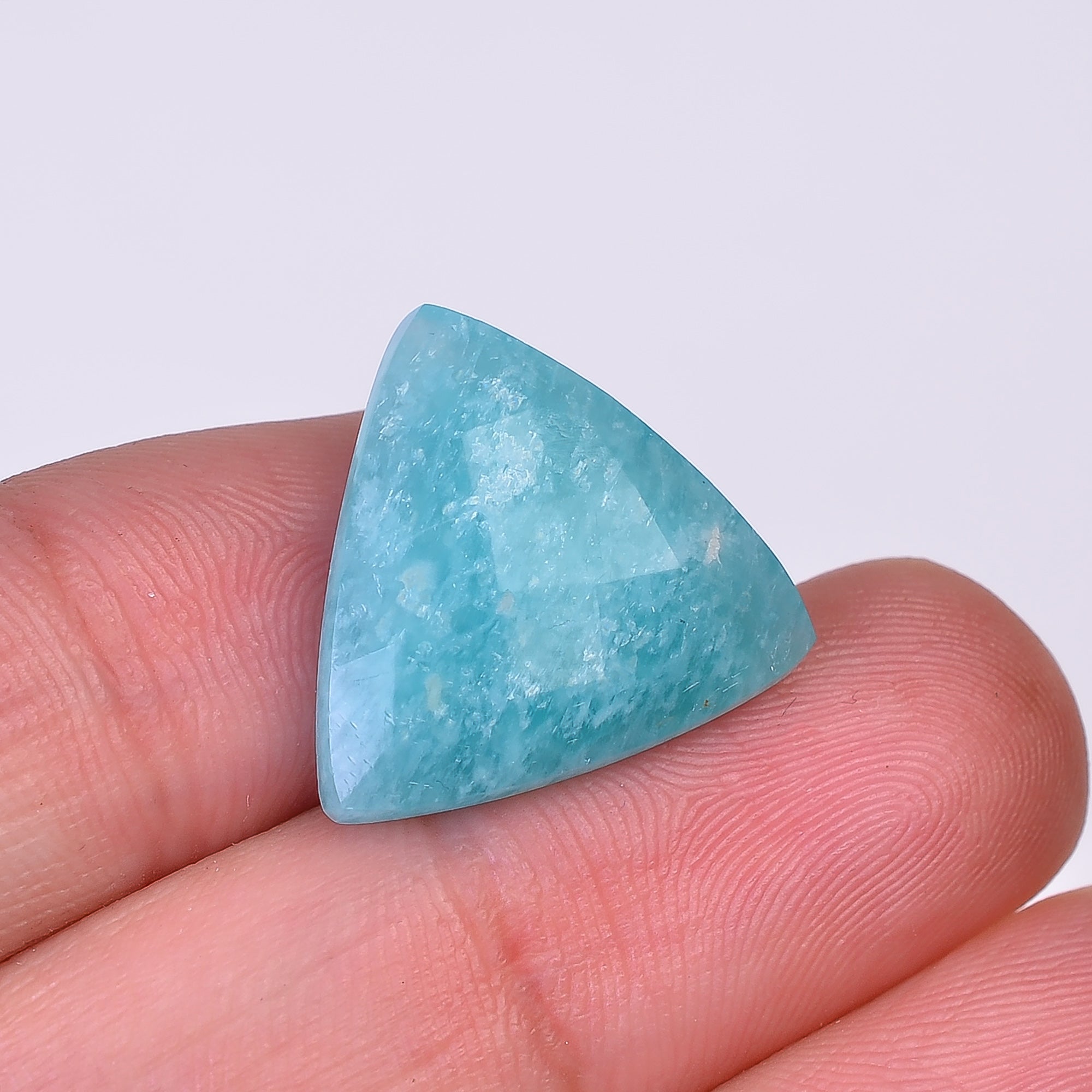 Natural Amazonite Triangle Shape Faceted Loose Gemstone For Making Jewelry 12 Ct. 17X17X6 mm Y-10055