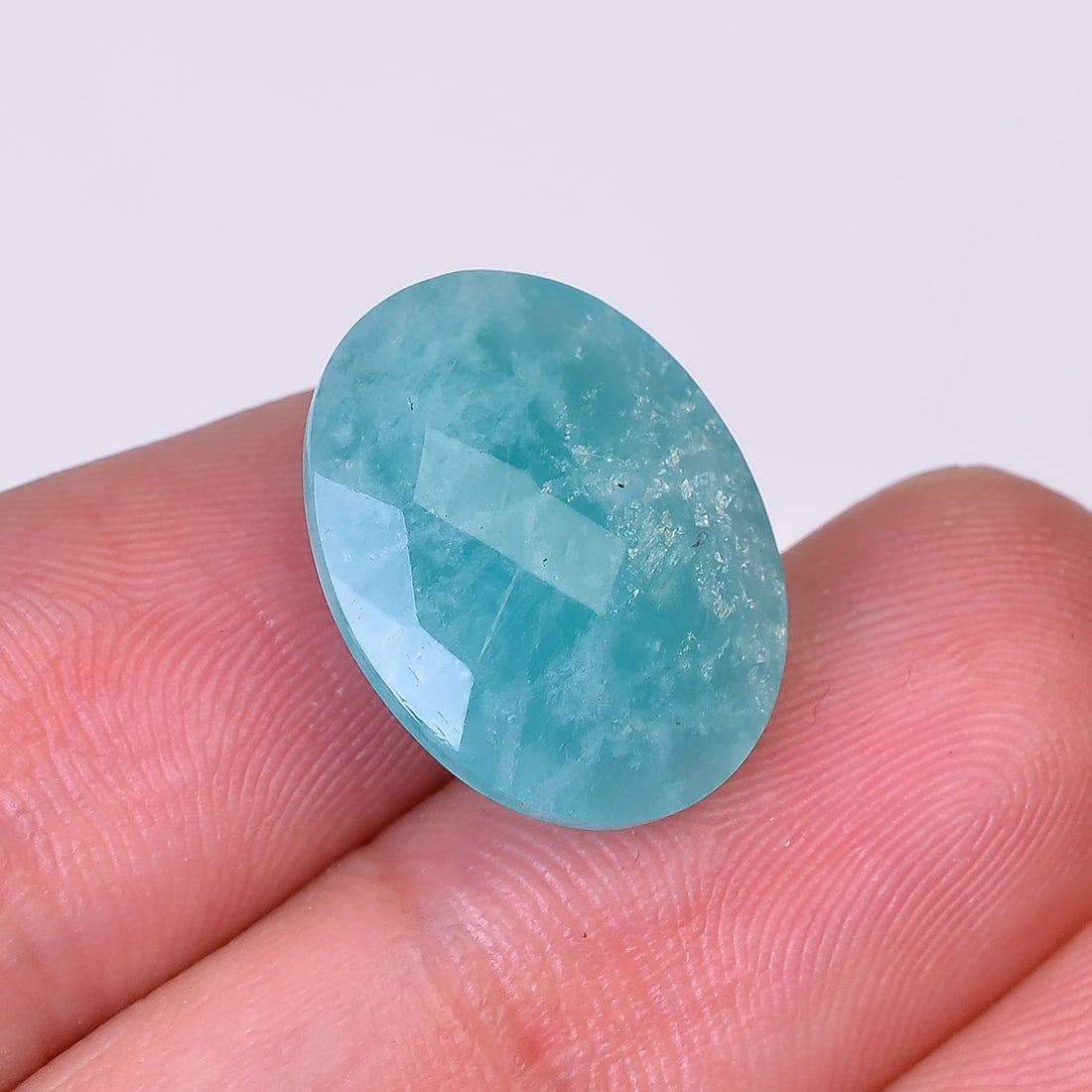 Natural Amazonite Oval Shape Faceted Loose Gemstone For Making Jewelry 10 Ct. 17X13X6 mm Y-10056
