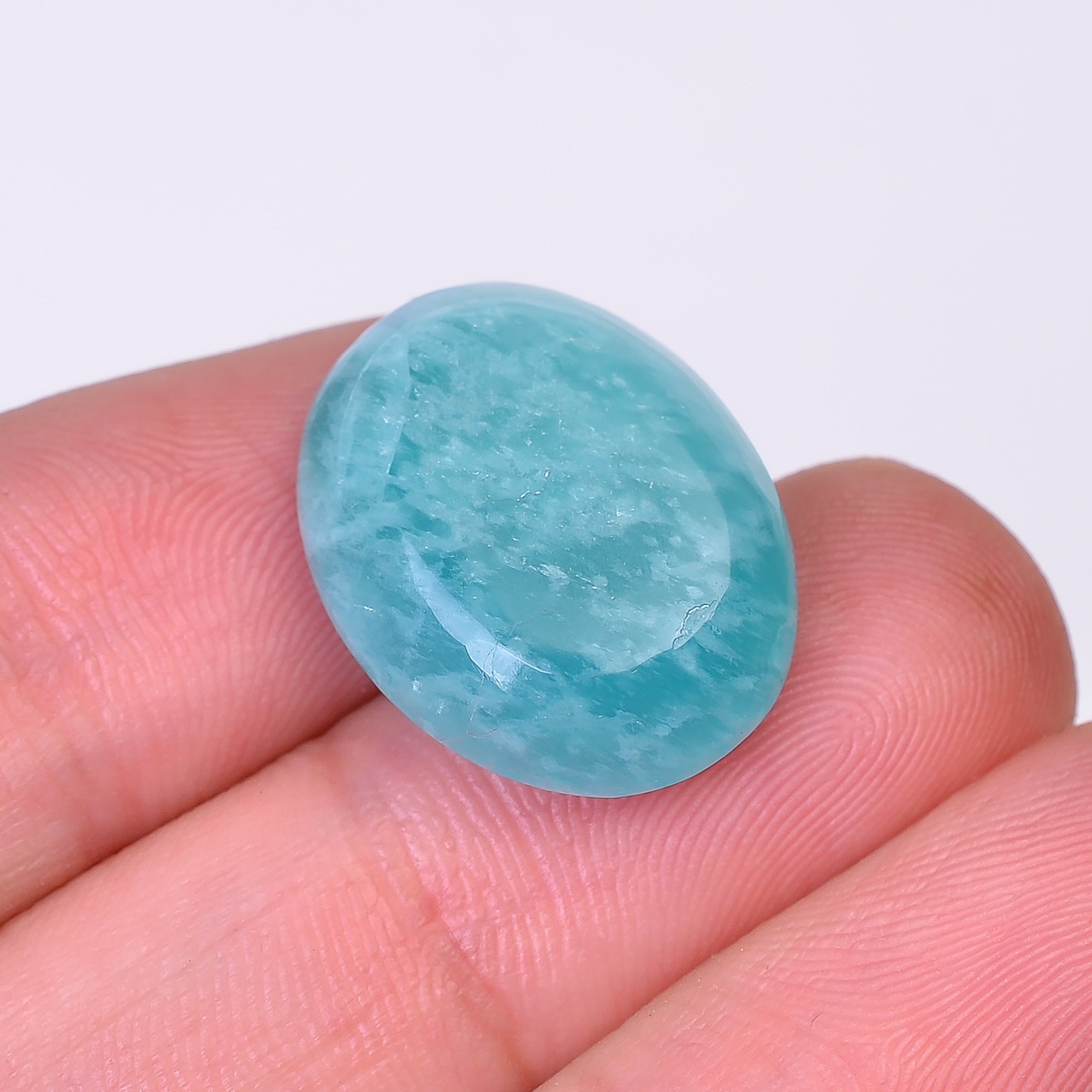 Natural Amazonite Oval Shape Faceted Loose Gemstone For Making Jewelry 14 Ct. 19X15X6 mm Y-10057