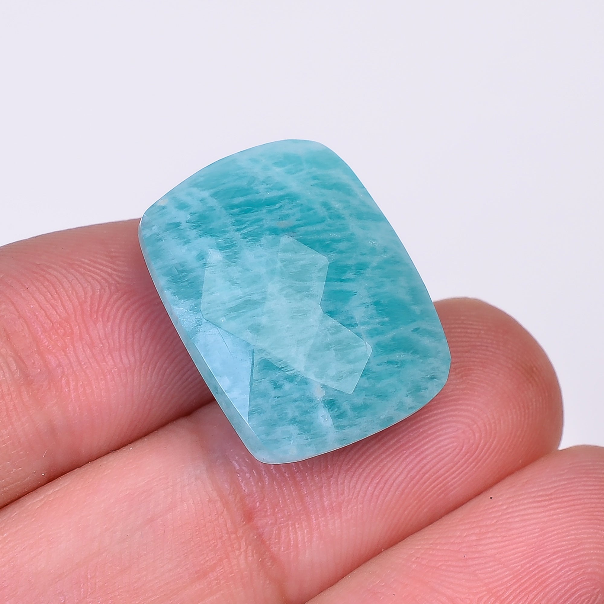 Natural Amazonite Radiant Shape Faceted Loose Gemstone For Making Jewelry 21.5 Ct. 21X16X8 mm Y-10060