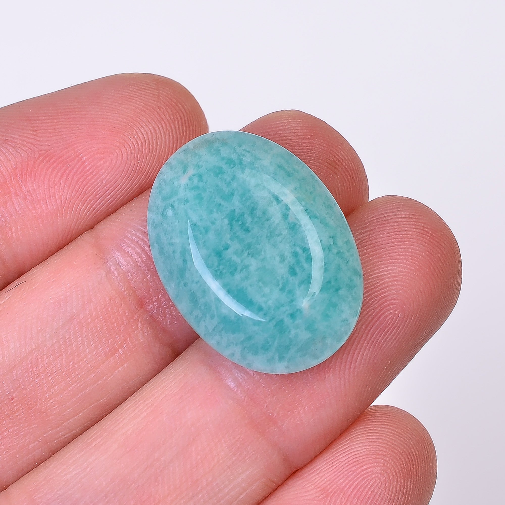 Natural Amazonite Oval Shape Faceted Loose Gemstone For Making Jewelry 18.5 Ct. 23X17X7 mm Y-10061