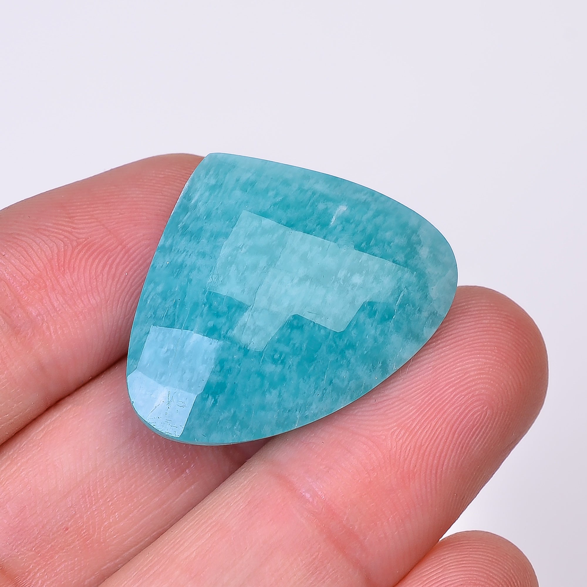 Natural Amazonite Heart Shape Faceted Loose Gemstone For Making Jewelry 30 Ct. 23X28X7 mm Y-10063