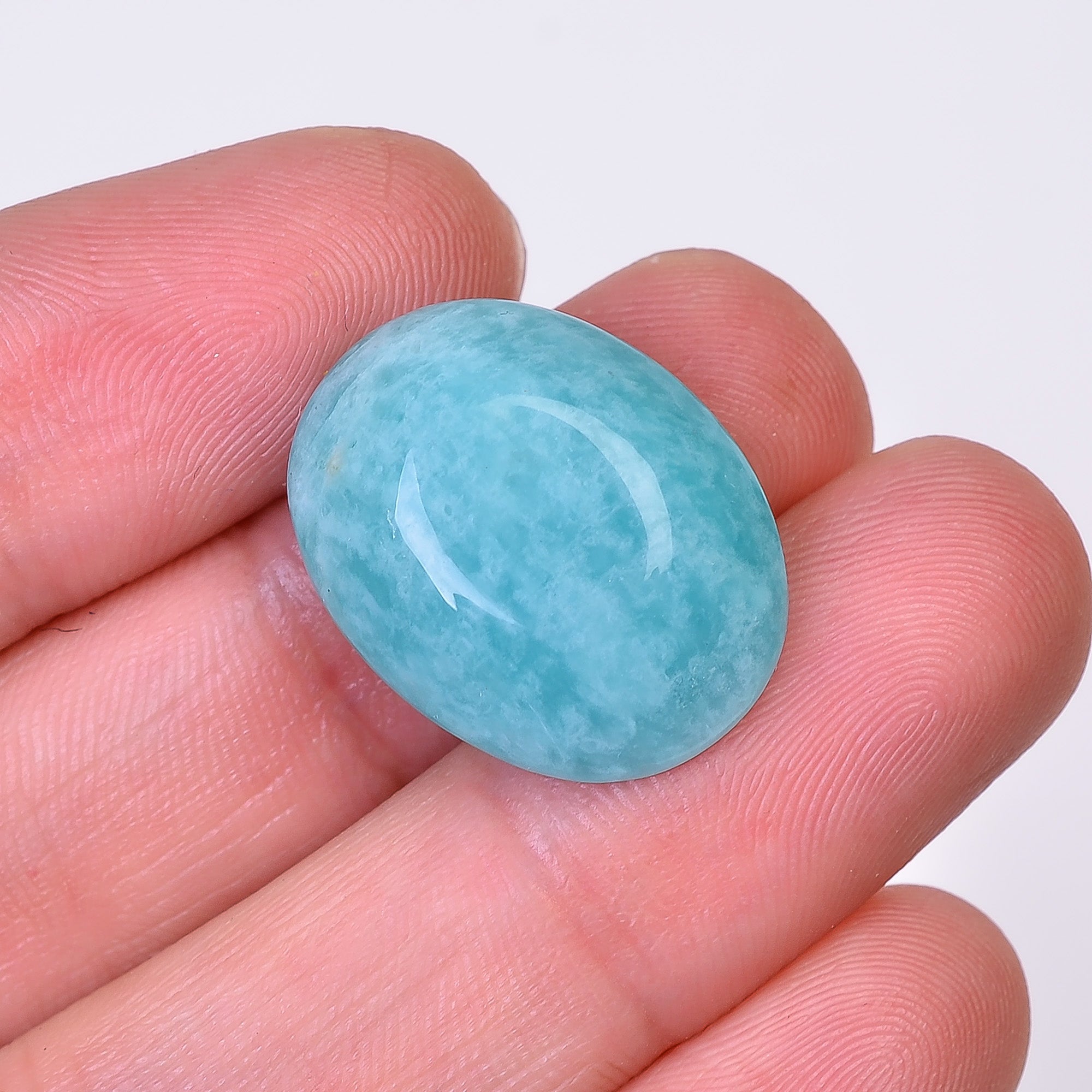 Natural Amazonite Oval Shape Faceted Loose Gemstone For Making Jewelry 18 Ct. 21X16X7 mm Y-10064