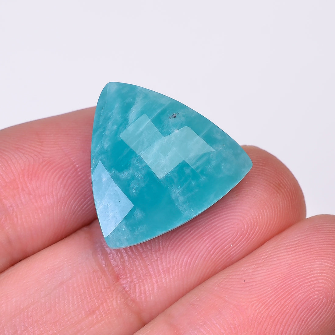 Natural Amazonite Triangle Shape Faceted Loose Gemstone For Making Jewelry 18 Ct. 18X18X8 mm Y-10066