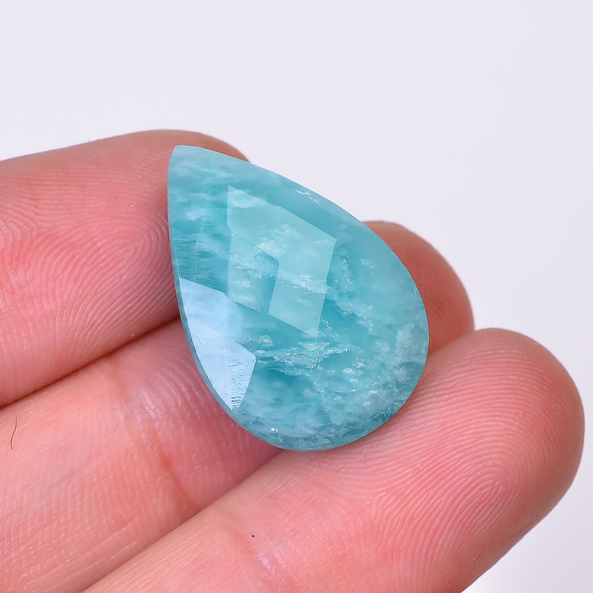 Natural Amazonite Pear Shape Faceted Loose Gemstone For Making Jewelry 16.5 Ct. 22X15X7 mm Y-10067