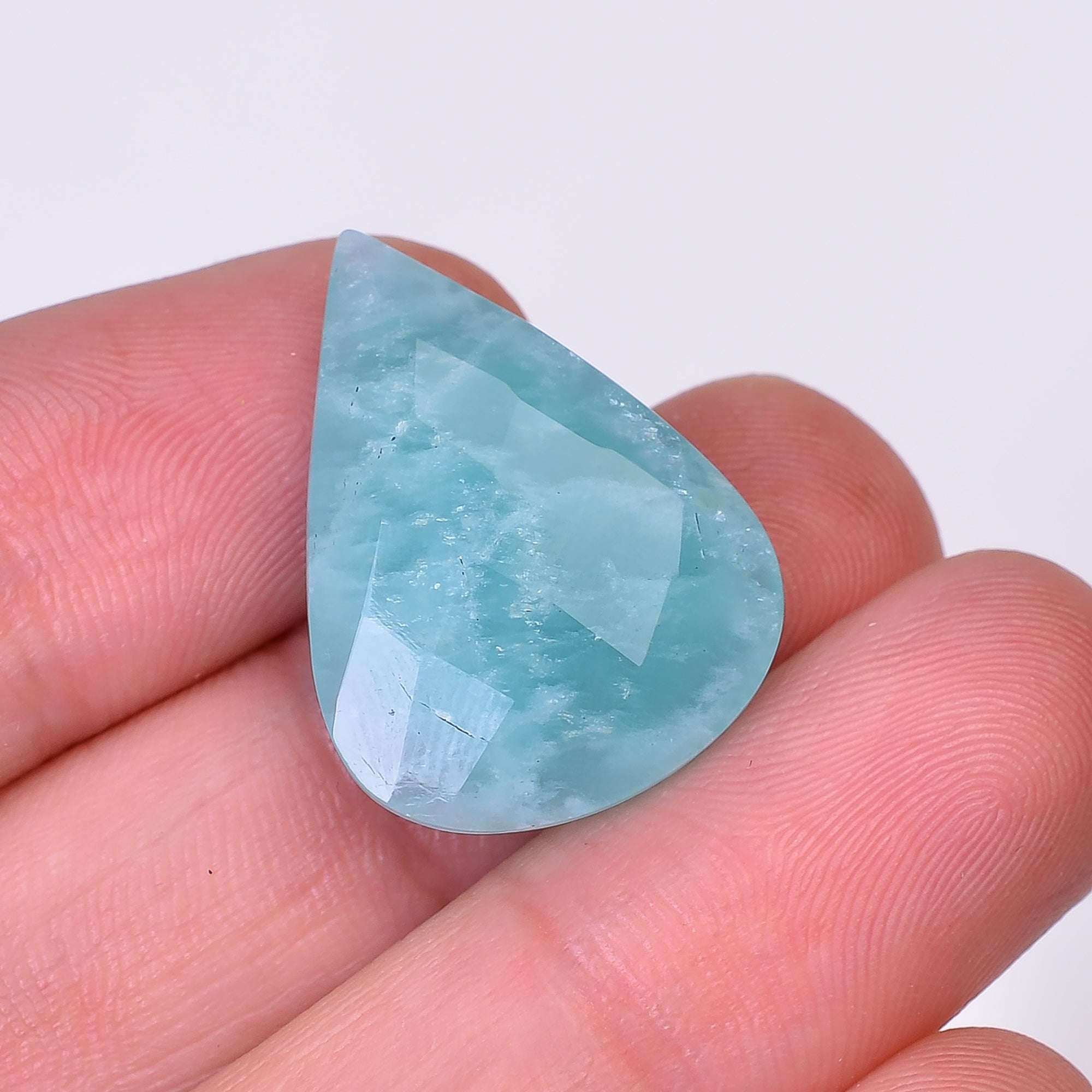 Natural Amazonite Pear Shape Faceted Loose Gemstone For Making Jewelry 15.5 Ct. 24X18X6 mm Y-10073