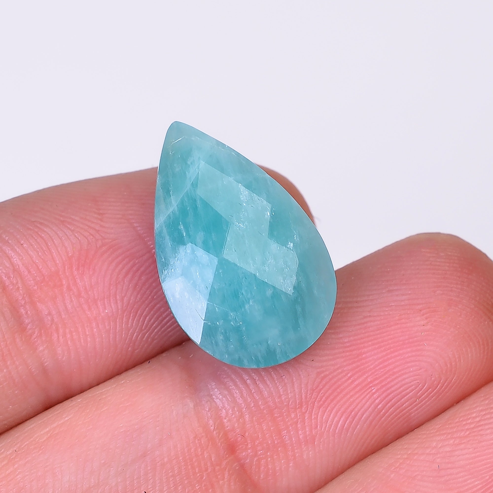 Natural Amazonite Pear Shape Faceted Loose Gemstone For Making Jewelry 9.5 Ct. 19X12X6 mm Y-10074
