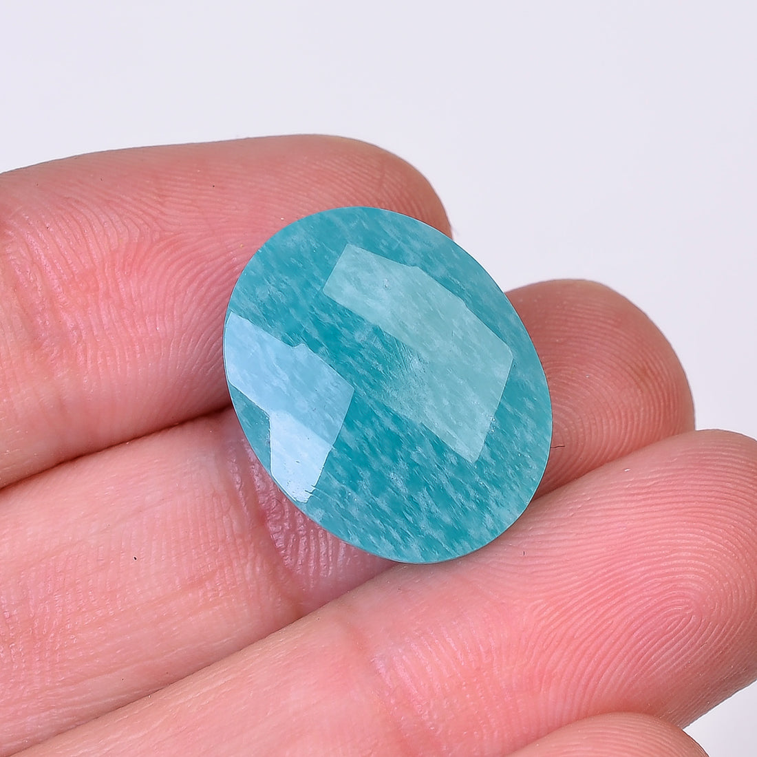 Natural Amazonite Oval Shape Faceted Loose Gemstone For Making Jewelry 15 Ct. 19X15X6 mm Y-10075