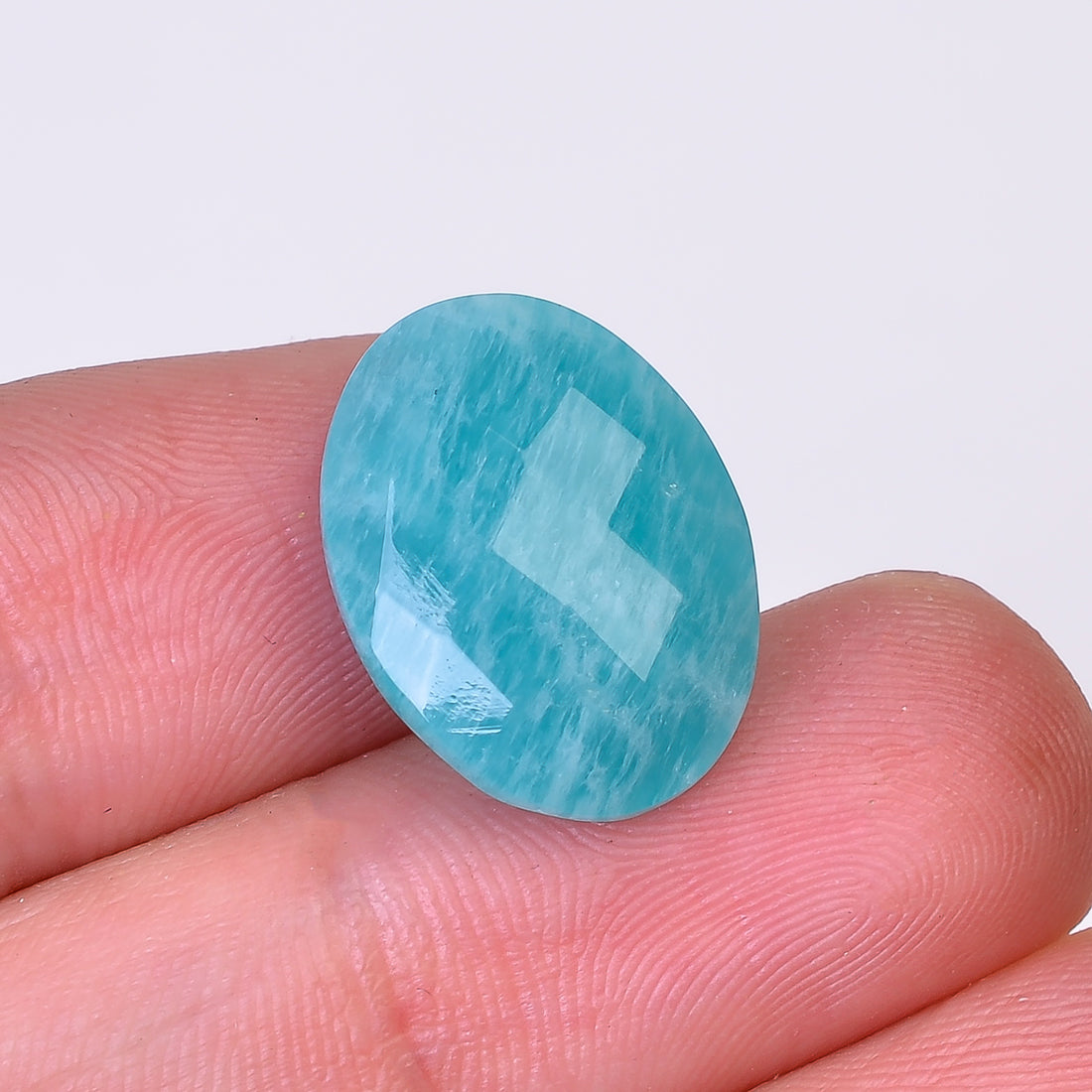 Natural Amazonite Oval Shape Faceted Loose Gemstone For Making Jewelry 10 Ct. 17X13X7 mm Y-10076