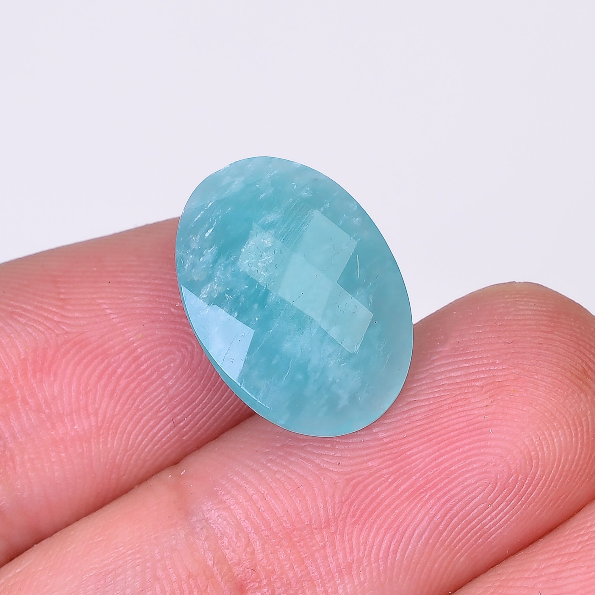 Natural Amazonite Oval Shape Faceted Loose Gemstone For Making Jewelry 6 Ct. 16X12X5 mm Y-10077