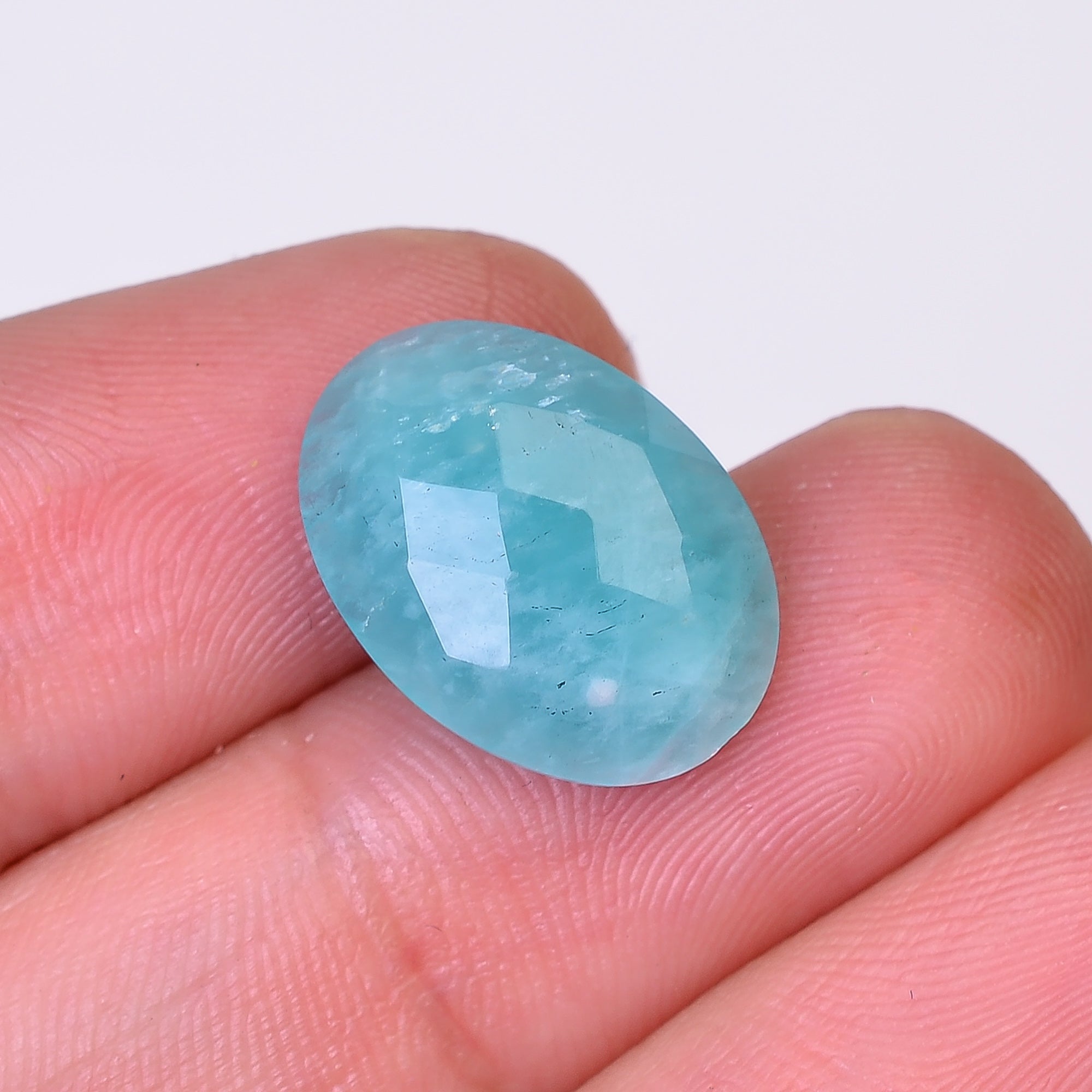 Natural Amazonite Oval Shape Faceted Loose Gemstone For Making Jewelry 6 Ct. 16X12X5 mm Y-10077