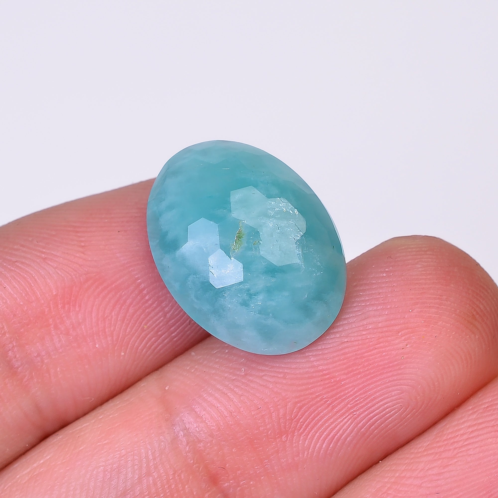 Natural Amazonite Oval Shape Faceted Loose Gemstone For Making Jewelry 9 Ct. 16X12X6 mm Y-10081