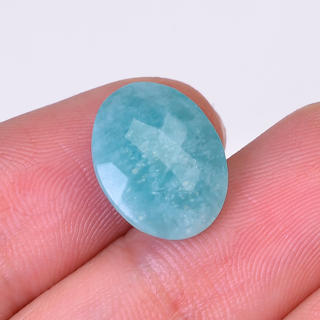 Natural Amazonite Oval Shape Faceted Loose Gemstone For Making Jewelry 5.5 Ct. 14X10X5 mm Y-10082