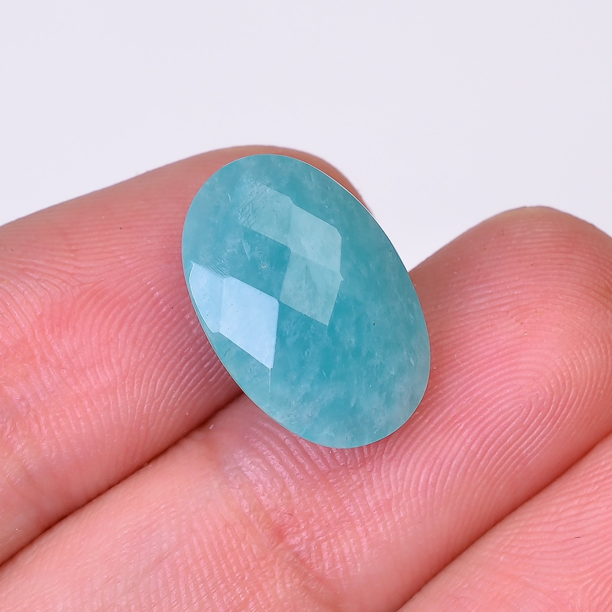 Natural Amazonite Oval Shape Faceted Loose Gemstone For Making Jewelry 7 Ct. 17X10X5 mm Y-10083