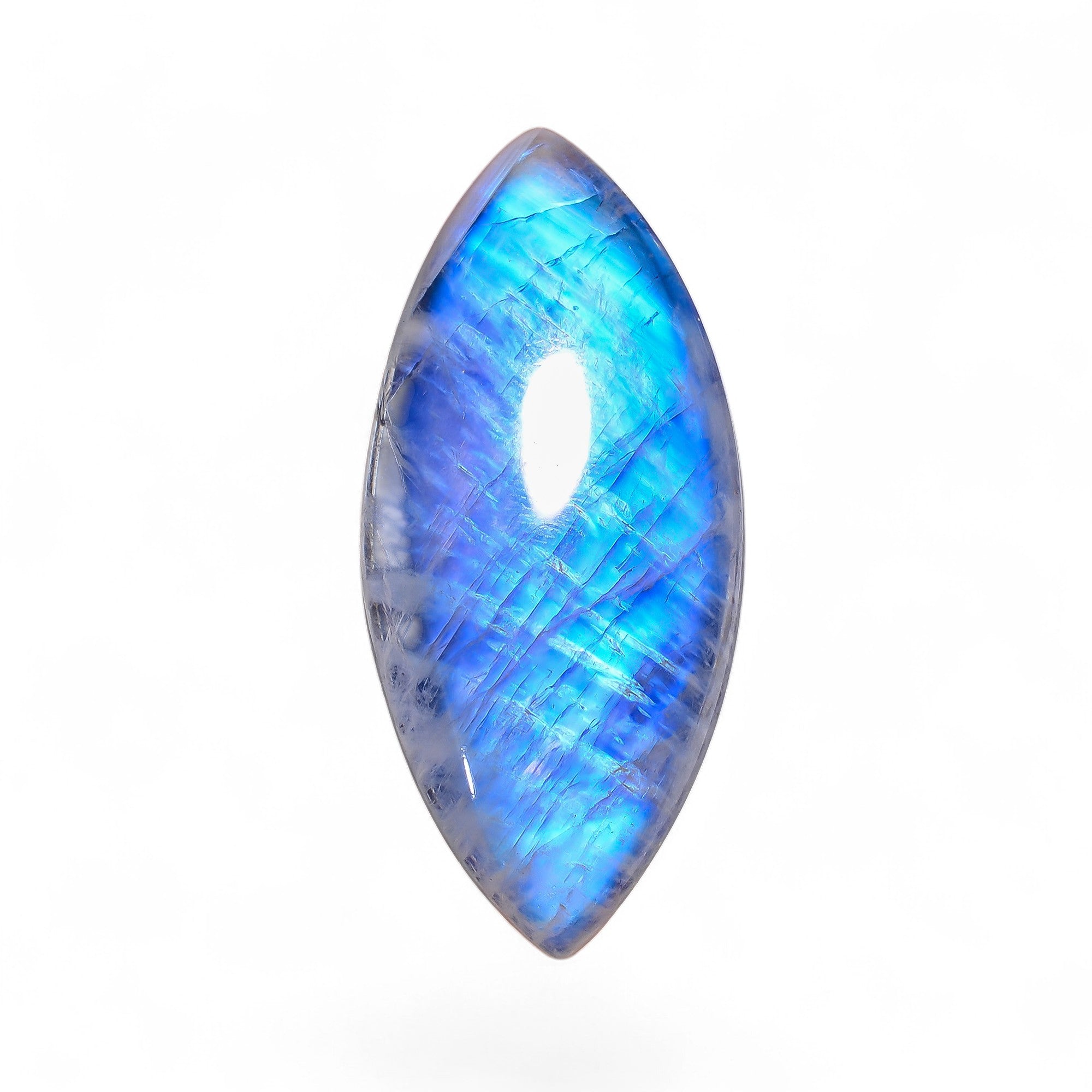 Natural Rainbow Moonstone Marquise Shape Cabochon Loose Gemstone For Making Jewelry 50.5 Ct. 44X20X7 mm Y-10084