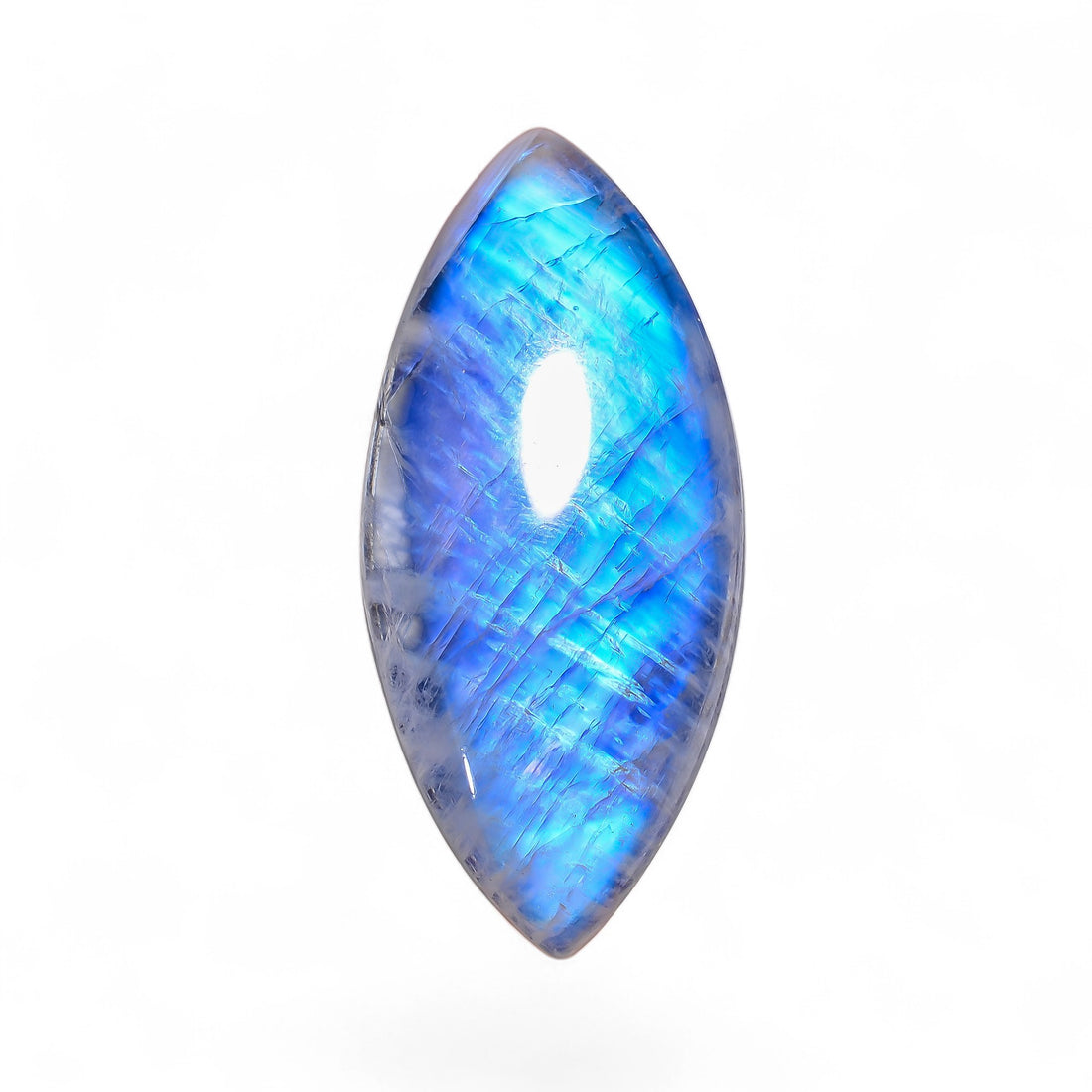 Natural Rainbow Moonstone Marquise Shape Cabochon Loose Gemstone For Making Jewelry 50.5 Ct. 44X20X7 mm Y-10084