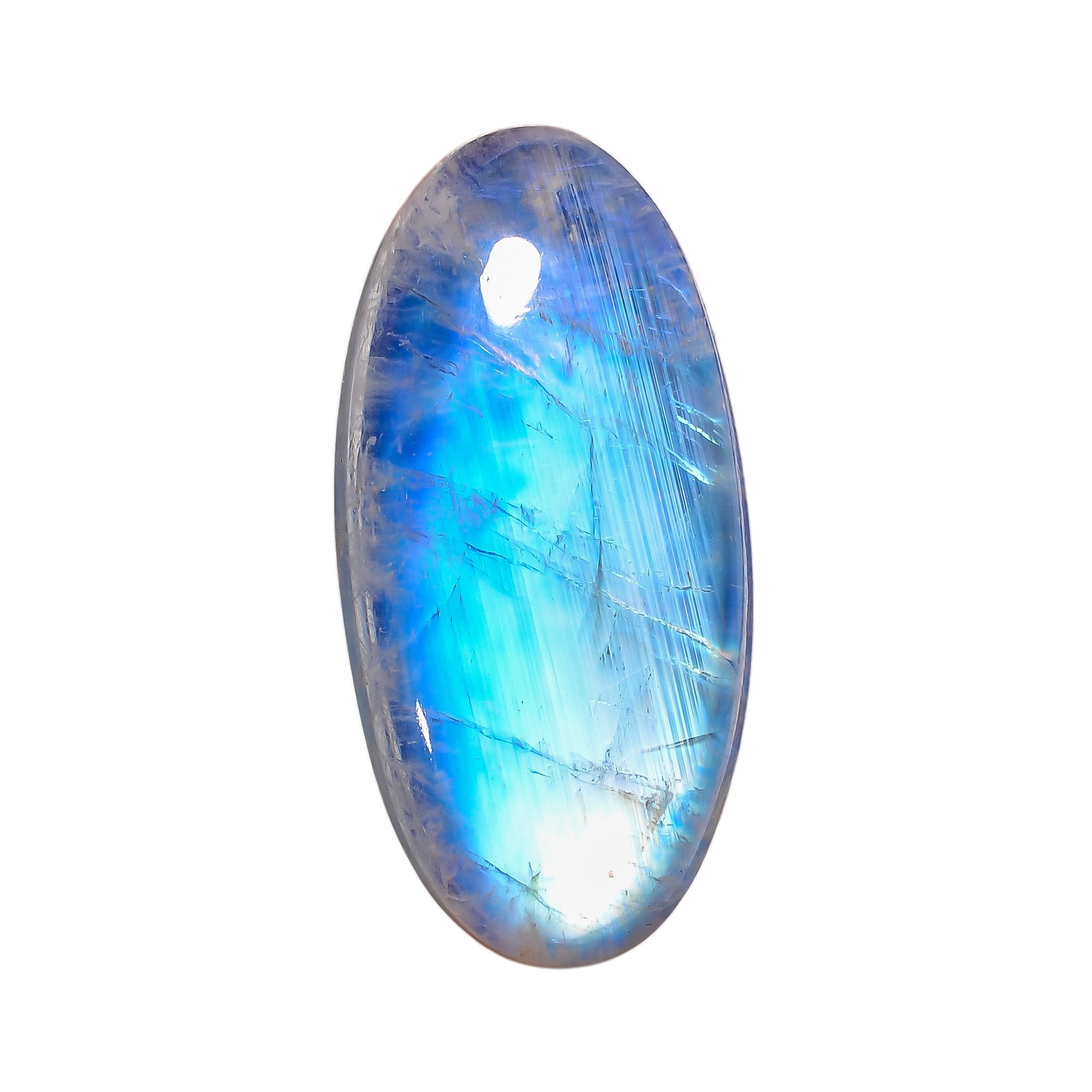 Natural Rainbow Moonstone Oval Shape Cabochon Loose Gemstone For Making Jewelry 57.5 Ct. 38X19X9 mm Y-10085