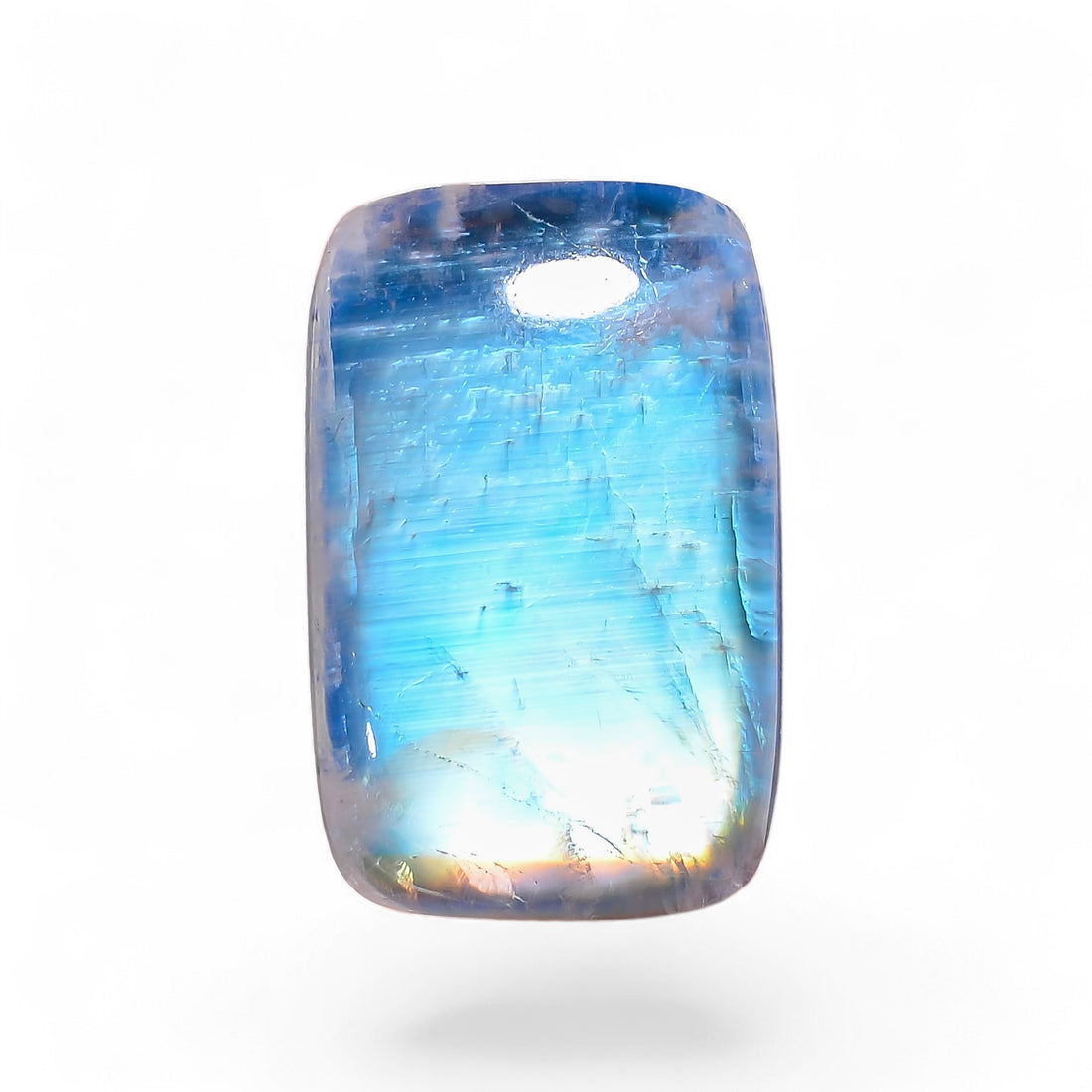 Natural Rainbow Moonstone Radiant Shape Cabochon Loose Gemstone For Making Jewelry 22.5 Ct. 24X15X5 mm Y-10086
