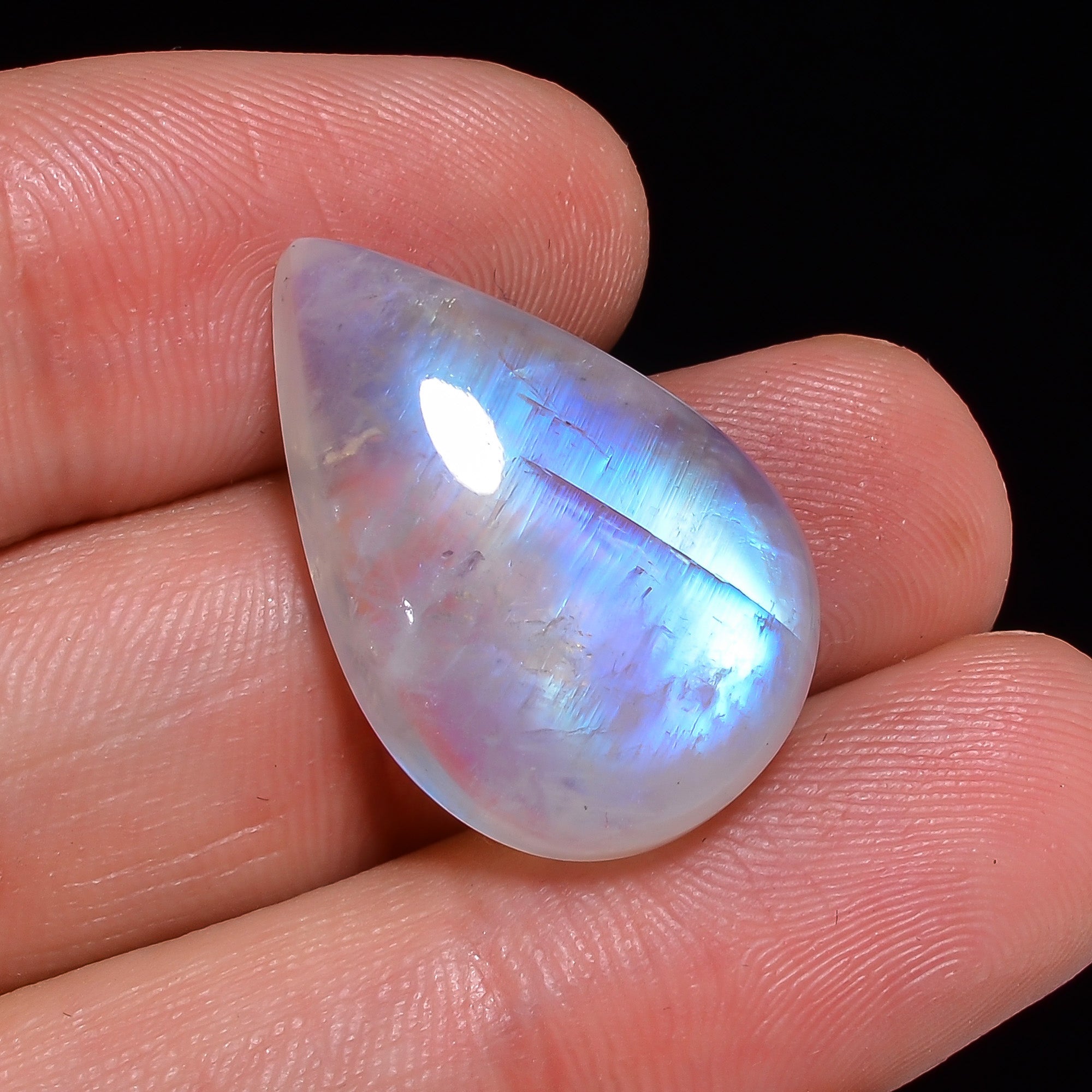 Natural Rainbow Moonstone Pear Shape Cabochon Loose Gemstone For Making Jewelry 21 Ct. 24X15X7 mm Y-10087