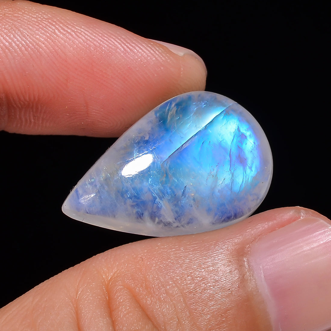 Natural Rainbow Moonstone Pear Shape Cabochon Loose Gemstone For Making Jewelry 21 Ct. 24X15X7 mm Y-10087