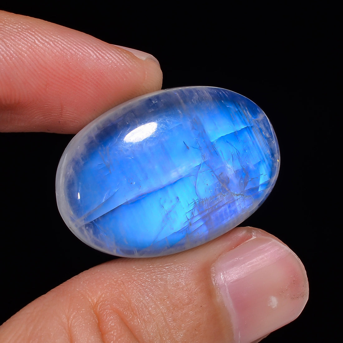 Natural Rainbow Moonstone Oval Shape Cabochon Loose Gemstone For Making Jewelry 47.5 Ct. 28X19X9 mm Y-10089
