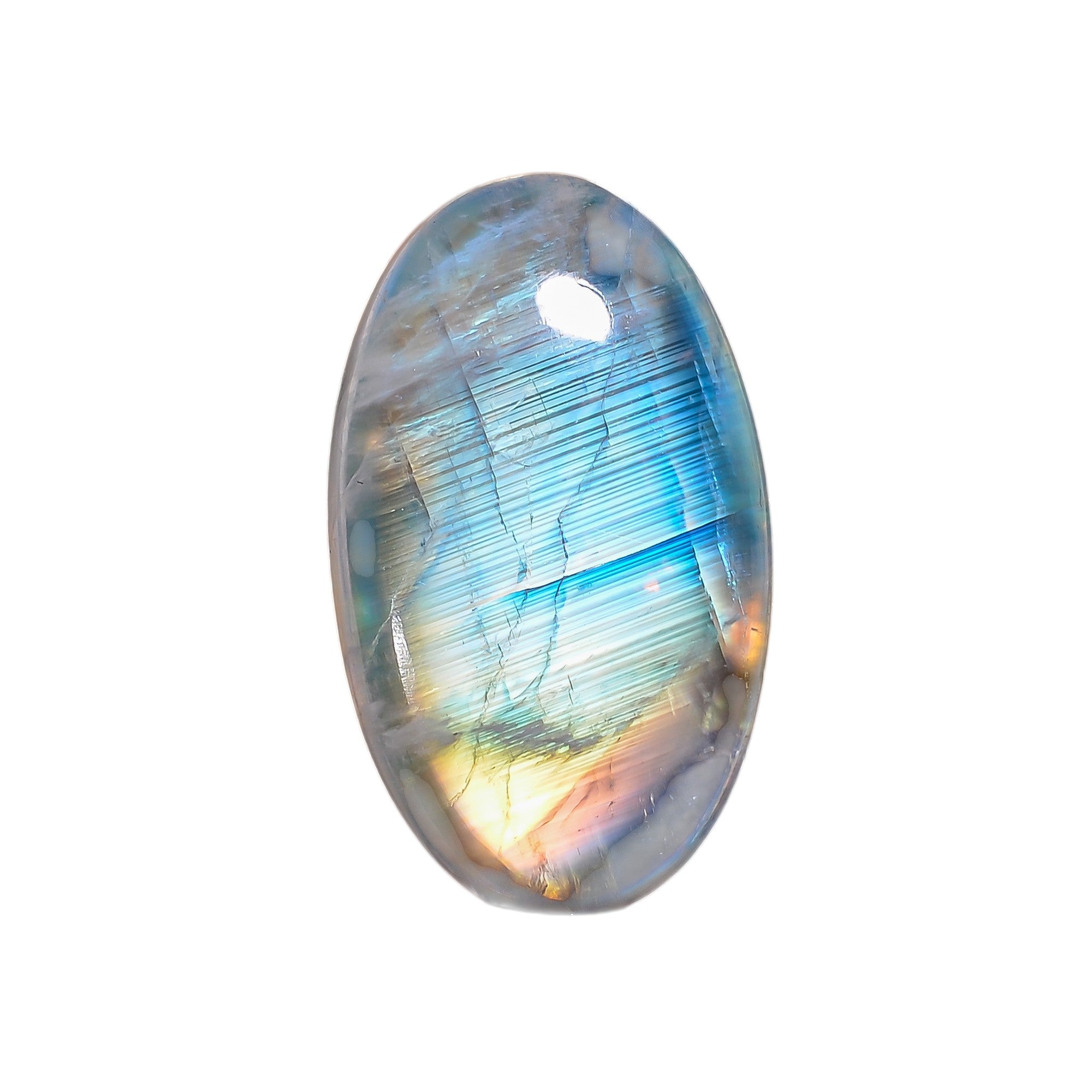 Natural Rainbow Moonstone Oval Shape Cabochon Loose Gemstone For Making Jewelry 30.5 Ct. 29X17X6 mm Y-10090