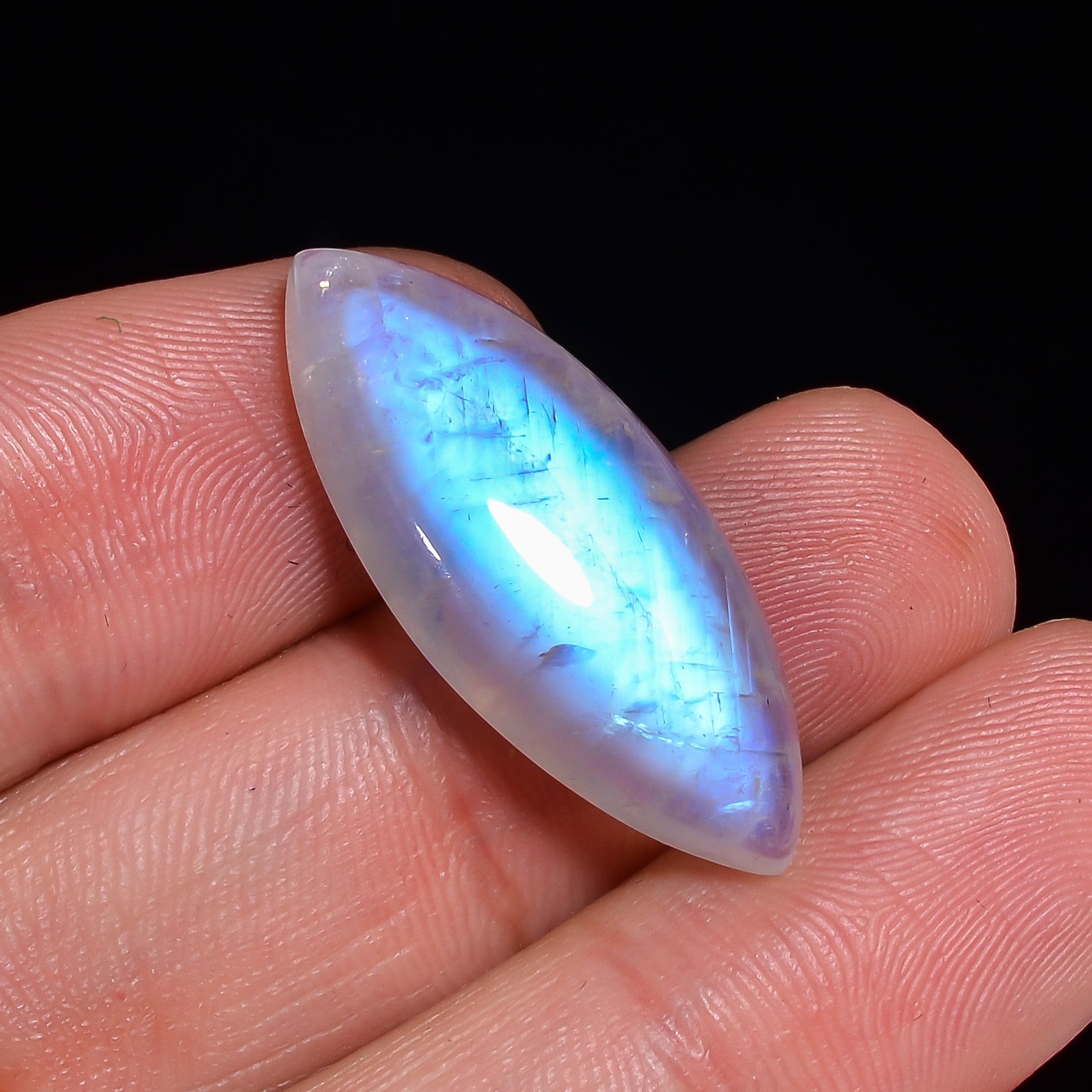 Natural Rainbow Moonstone Marquise Shape Cabochon Loose Gemstone For Making Jewelry 17.5 Ct. 28X11X7 mm Y-10091