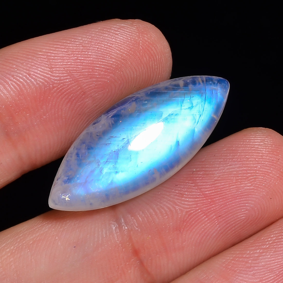 Natural Rainbow Moonstone Marquise Shape Cabochon Loose Gemstone For Making Jewelry 17.5 Ct. 28X11X7 mm Y-10091