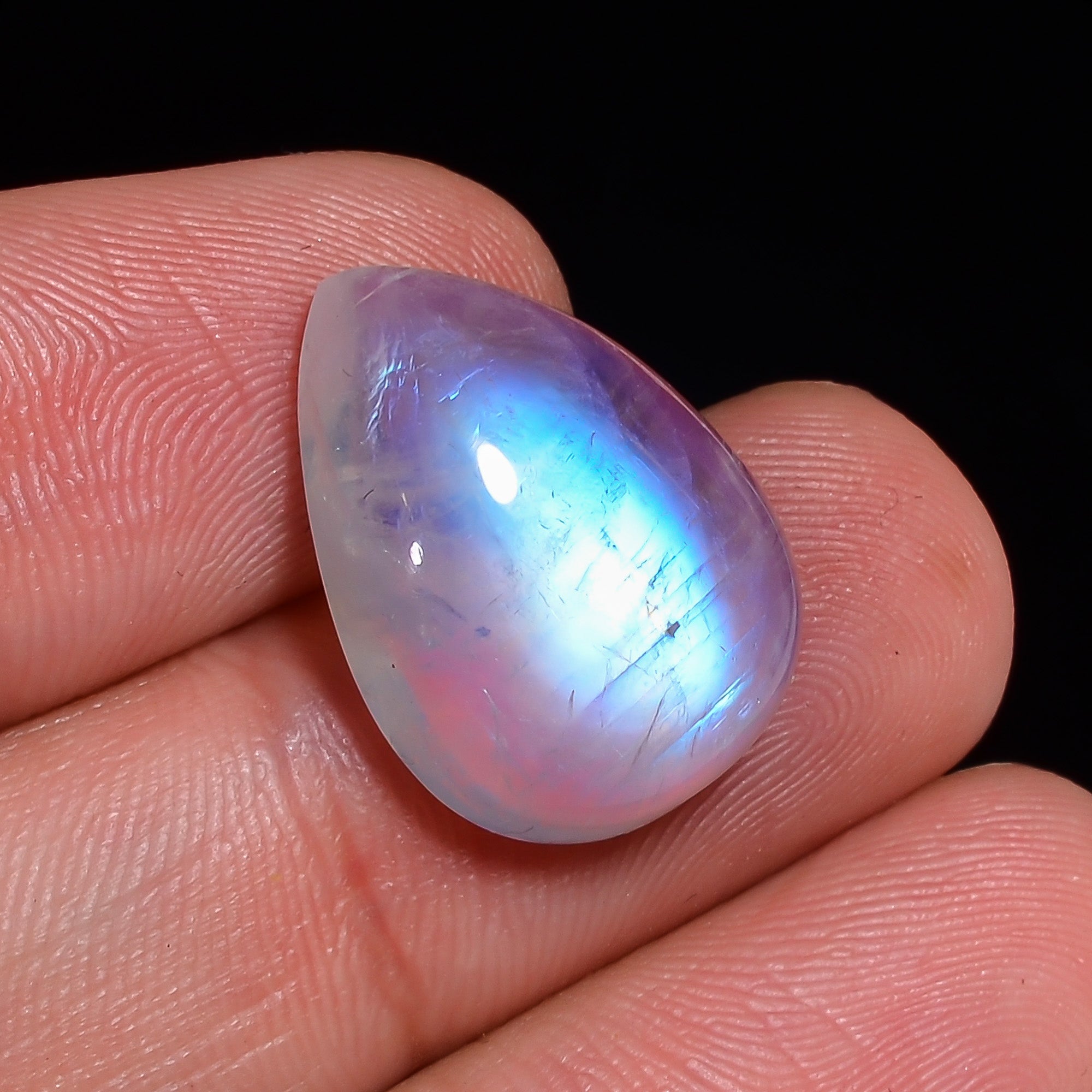 Natural Rainbow Moonstone Pear Shape Cabochon Loose Gemstone For Making Jewelry 16 Ct. 19X14X8 mm Y-10093