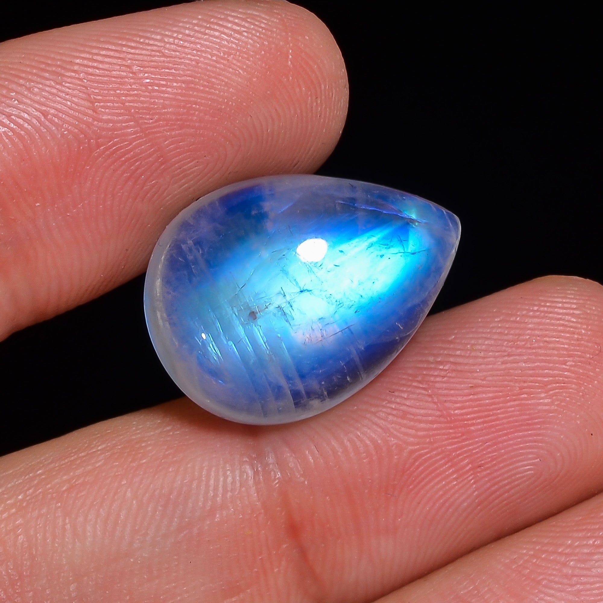 Natural Rainbow Moonstone Pear Shape Cabochon Loose Gemstone For Making Jewelry 16 Ct. 19X14X8 mm Y-10093