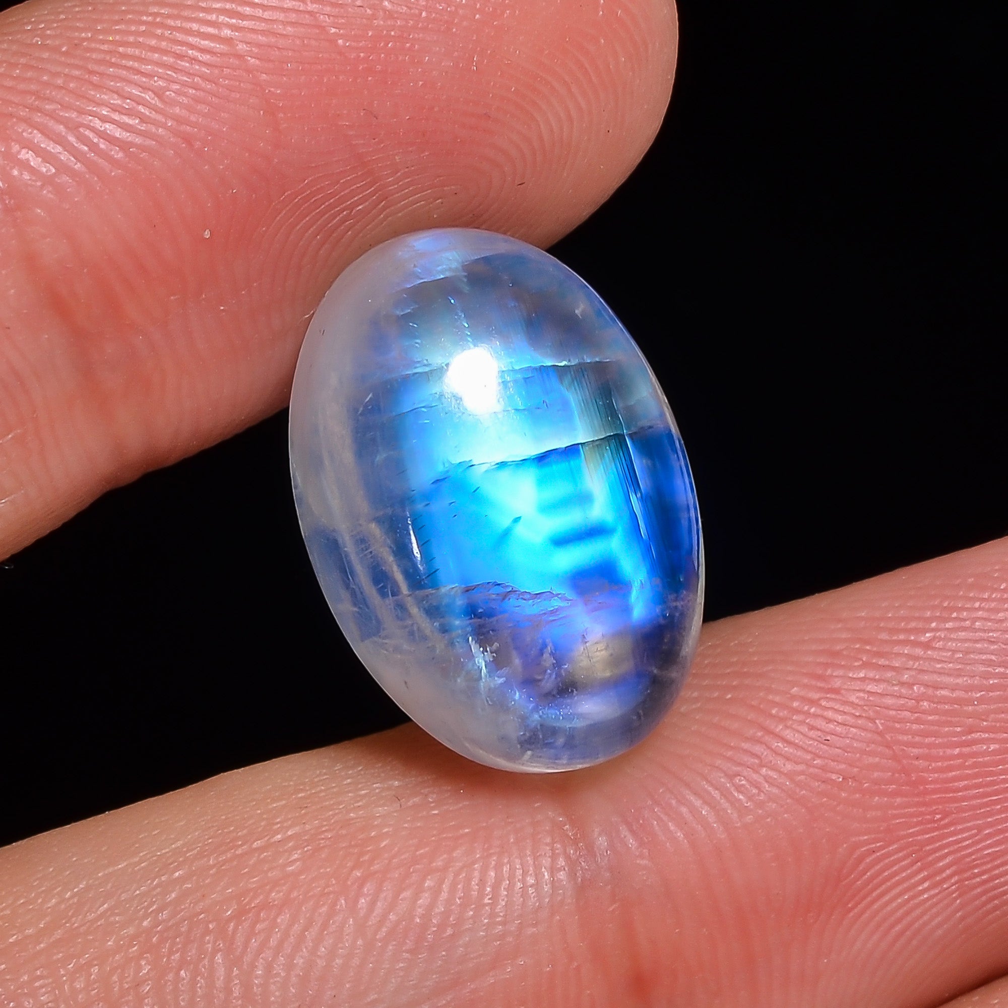 Natural Rainbow Moonstone Oval Shape Cabochon Loose Gemstone For Making Jewelry 14 Ct. 18X12X7 mm Y-10094