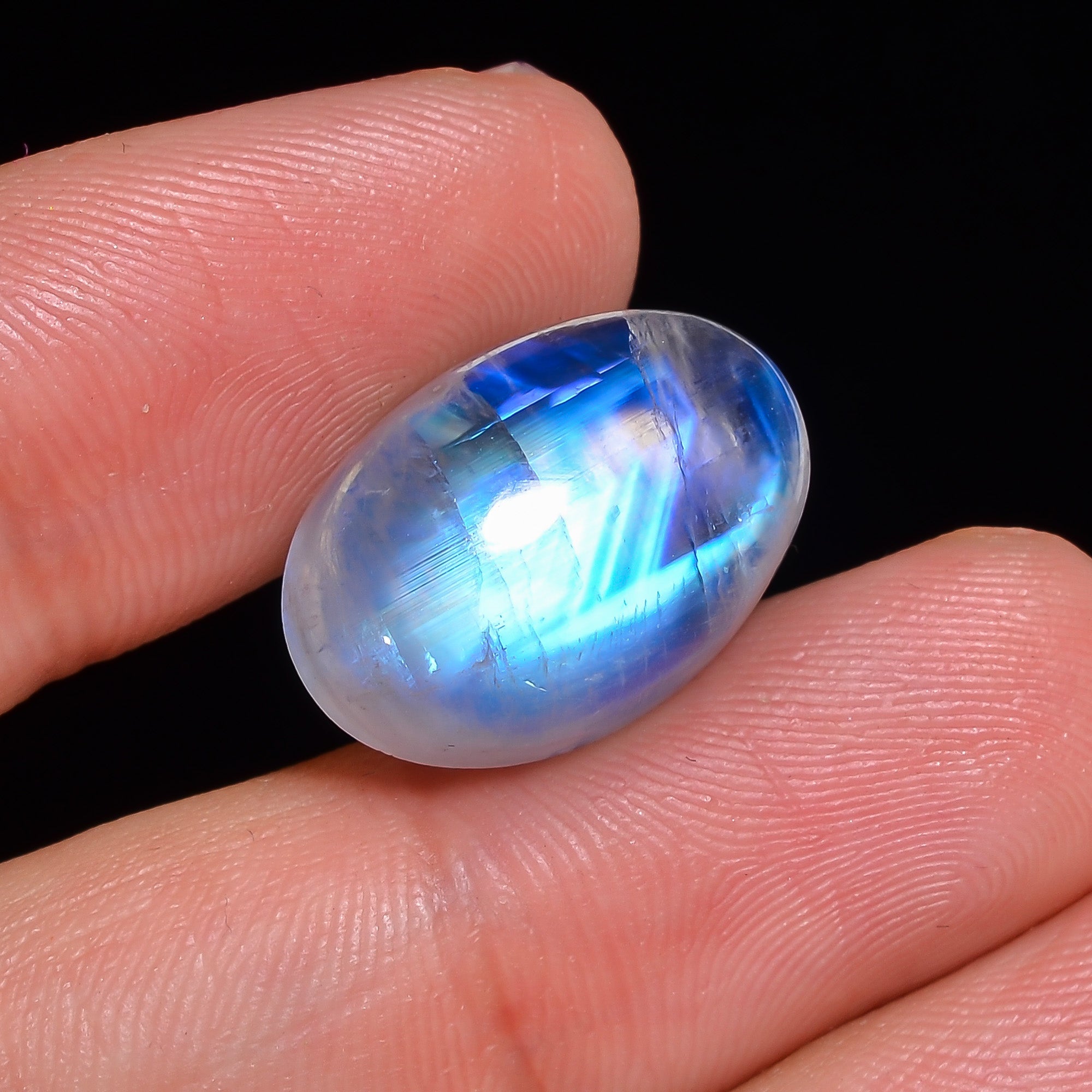 Natural Rainbow Moonstone Oval Shape Cabochon Loose Gemstone For Making Jewelry 14 Ct. 18X12X7 mm Y-10094