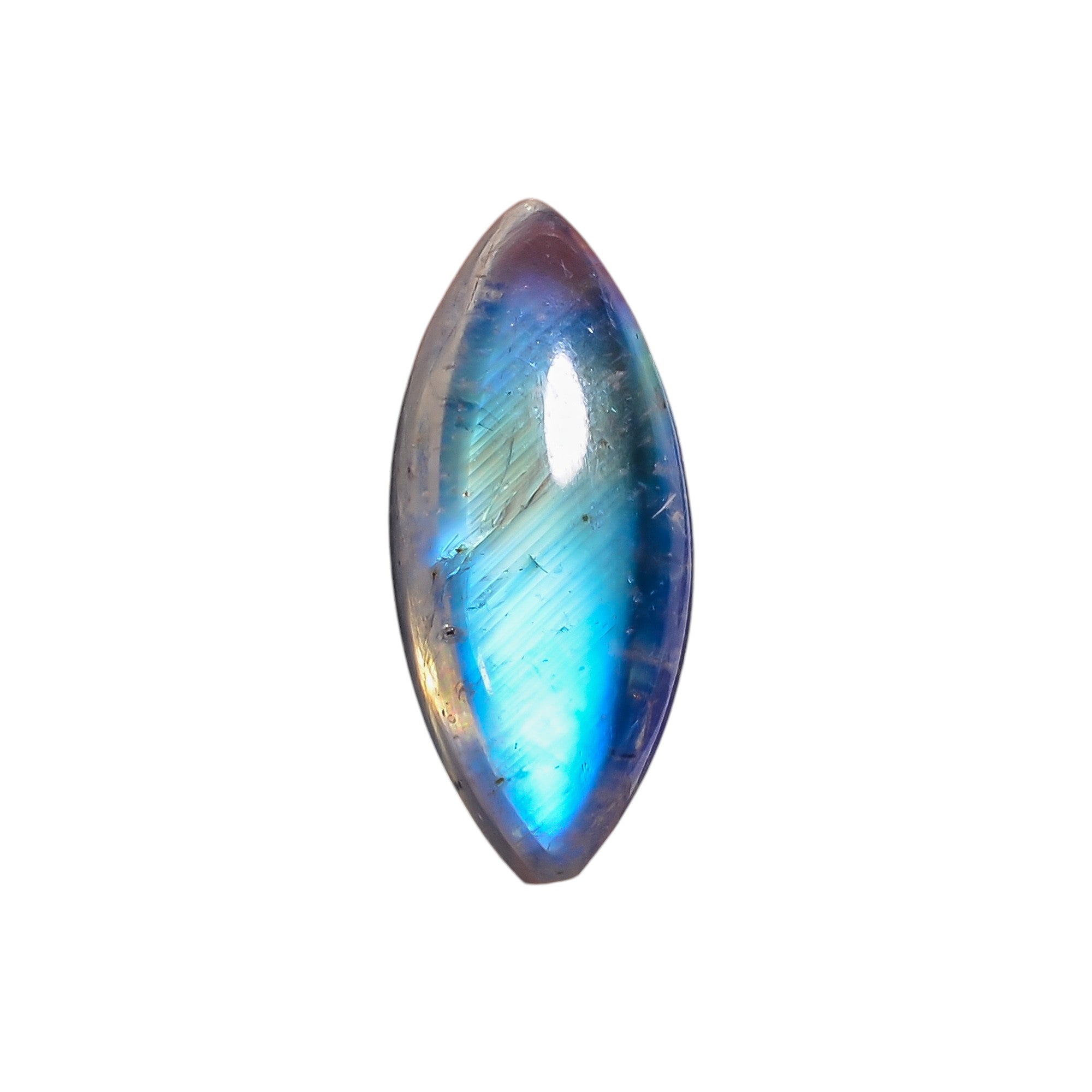 Natural Rainbow Moonstone Marquise Shape Cabochon Loose Gemstone For Making Jewelry 5.5 Ct. 17X7X6 mm Y-10095