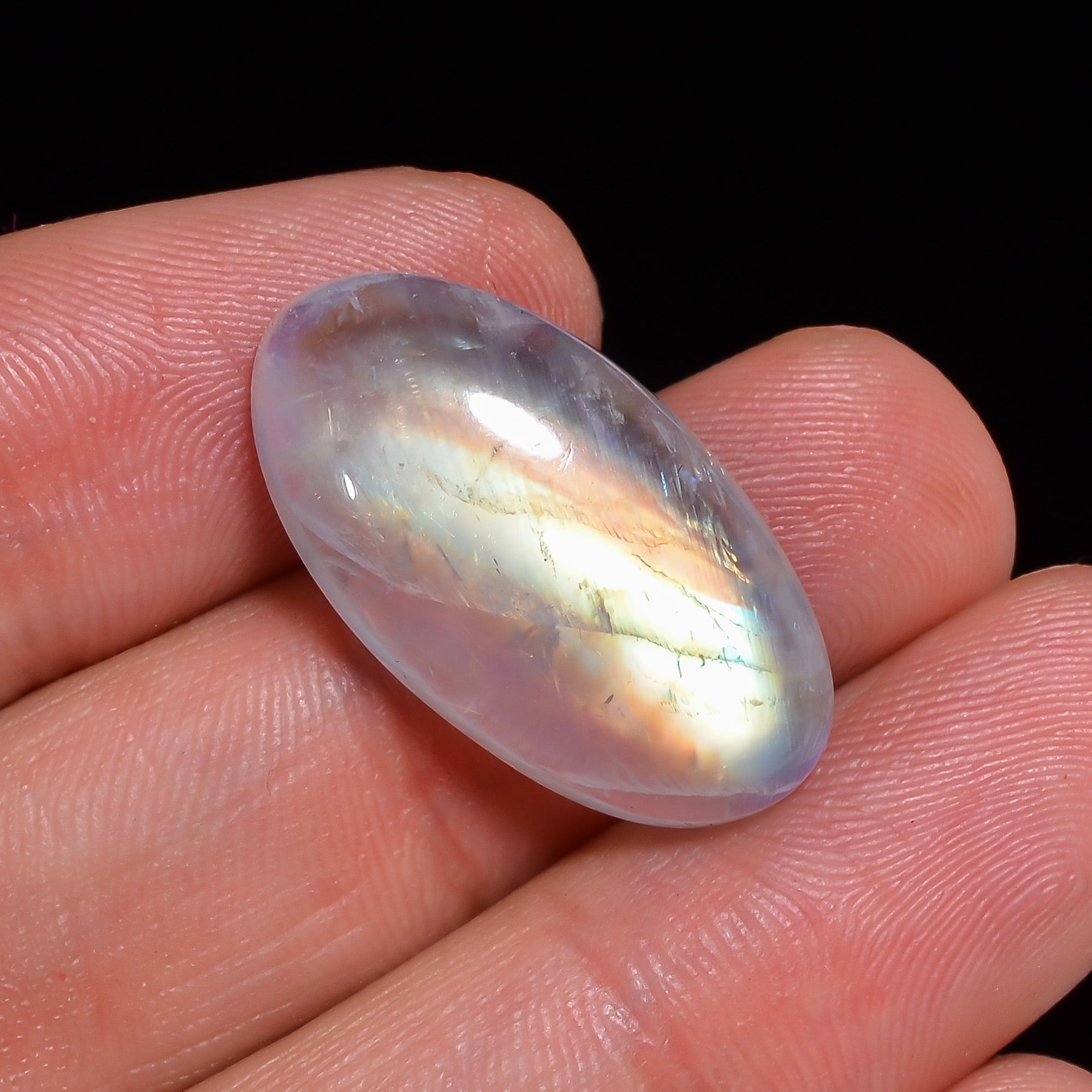 Natural Rainbow Moonstone Oval Shape Cabochon Loose Gemstone For Making Jewelry 18.5 Ct. 24X13X6 mm Y-10096