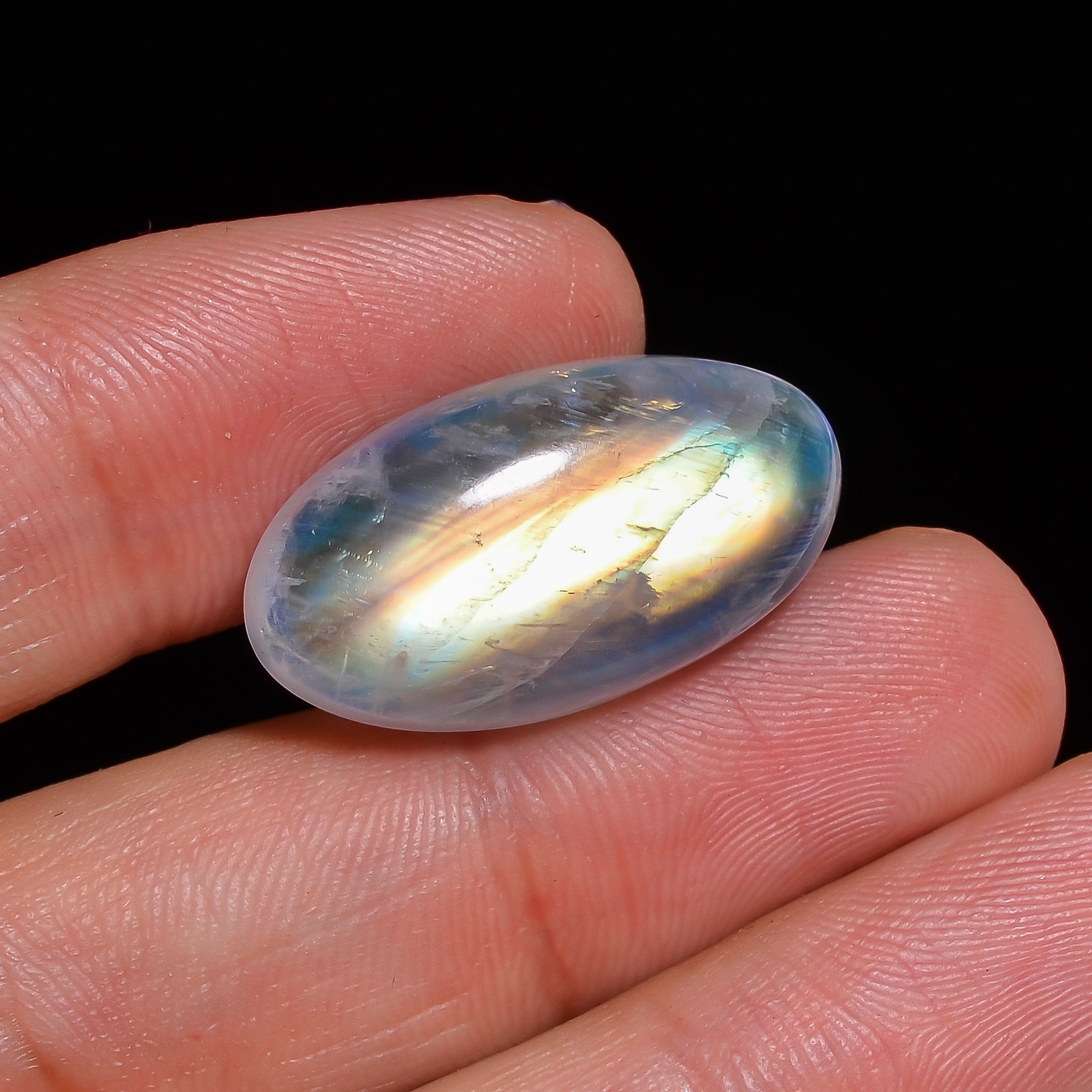 Natural Rainbow Moonstone Oval Shape Cabochon Loose Gemstone For Making Jewelry 18.5 Ct. 24X13X6 mm Y-10096