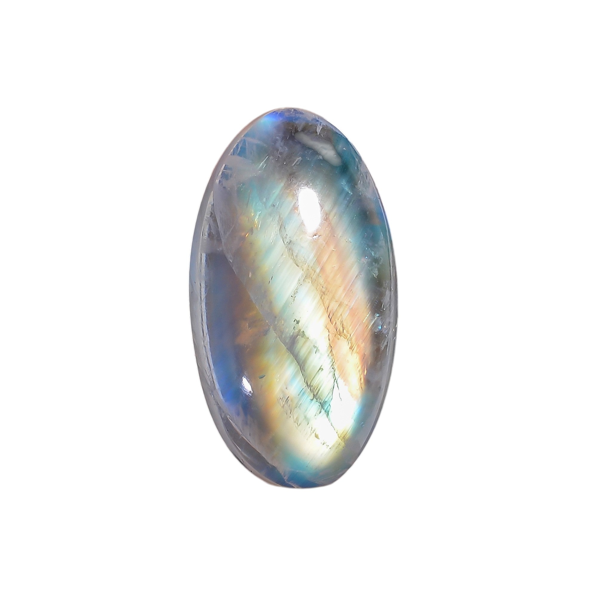 Natural Rainbow Moonstone Oval Shape Cabochon Loose Gemstone For Making Jewelry 18.5 Ct. 24X13X6 mm Y-10096