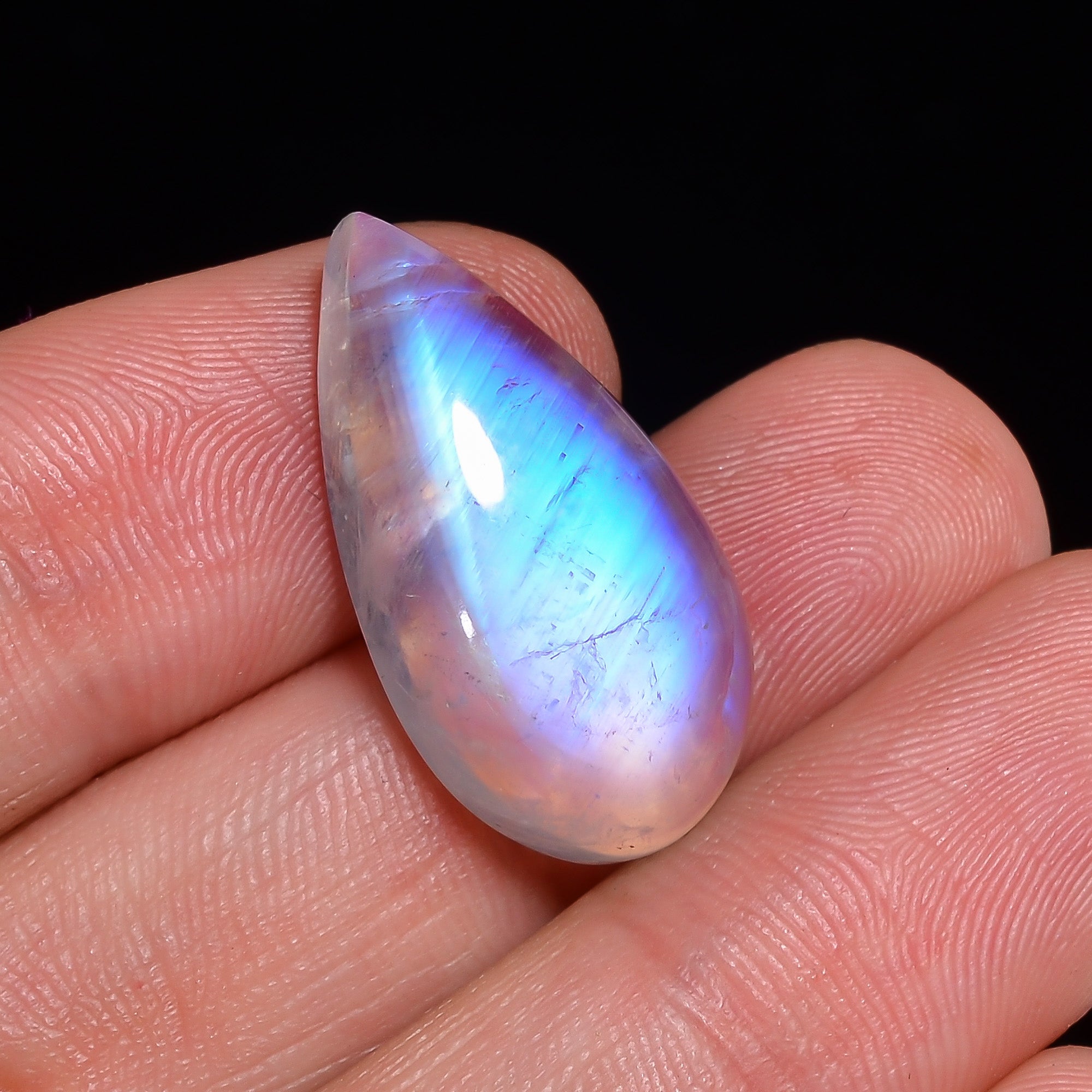 Natural Rainbow Moonstone Pear Shape Cabochon Loose Gemstone For Making Jewelry 18.5 Ct. 24X12X7 mm Y-10098