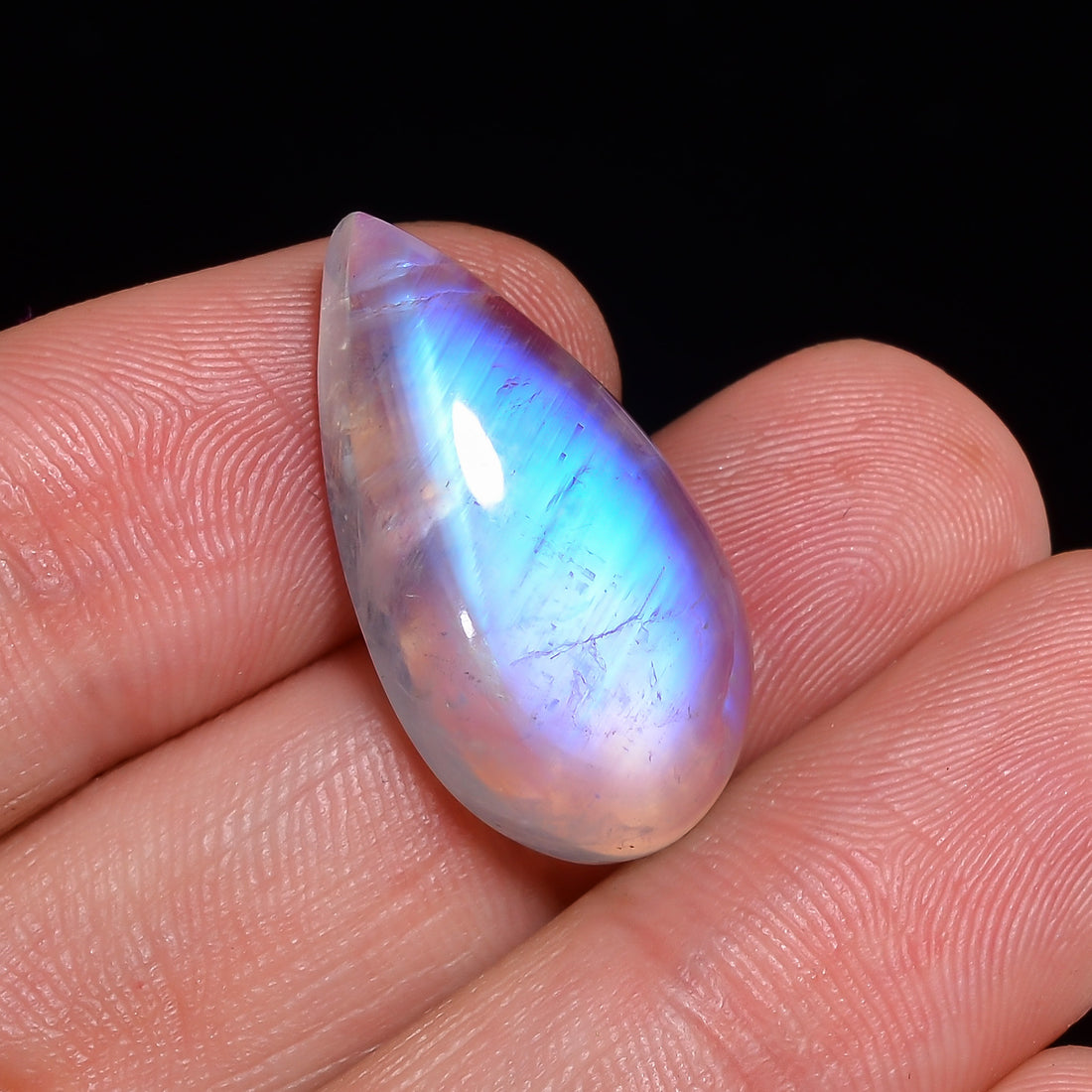 Natural Rainbow Moonstone Pear Shape Cabochon Loose Gemstone For Making Jewelry 18.5 Ct. 24X12X7 mm Y-10098