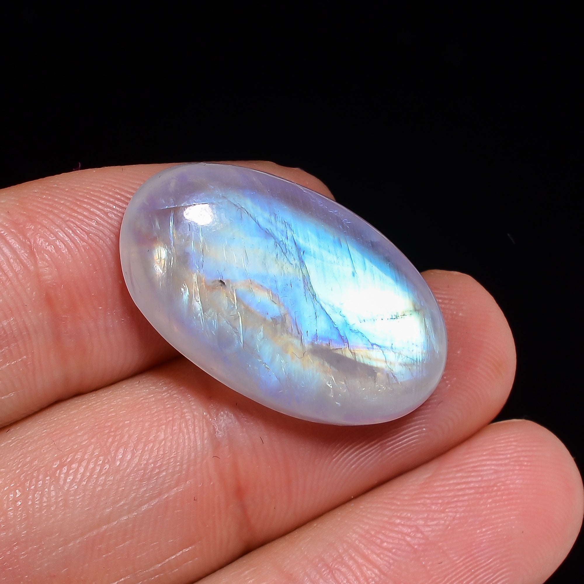 Natural Rainbow Moonstone Oval Shape Cabochon Loose Gemstone For Making Jewelry 24 Ct. 25X15X7 mm Y-10099