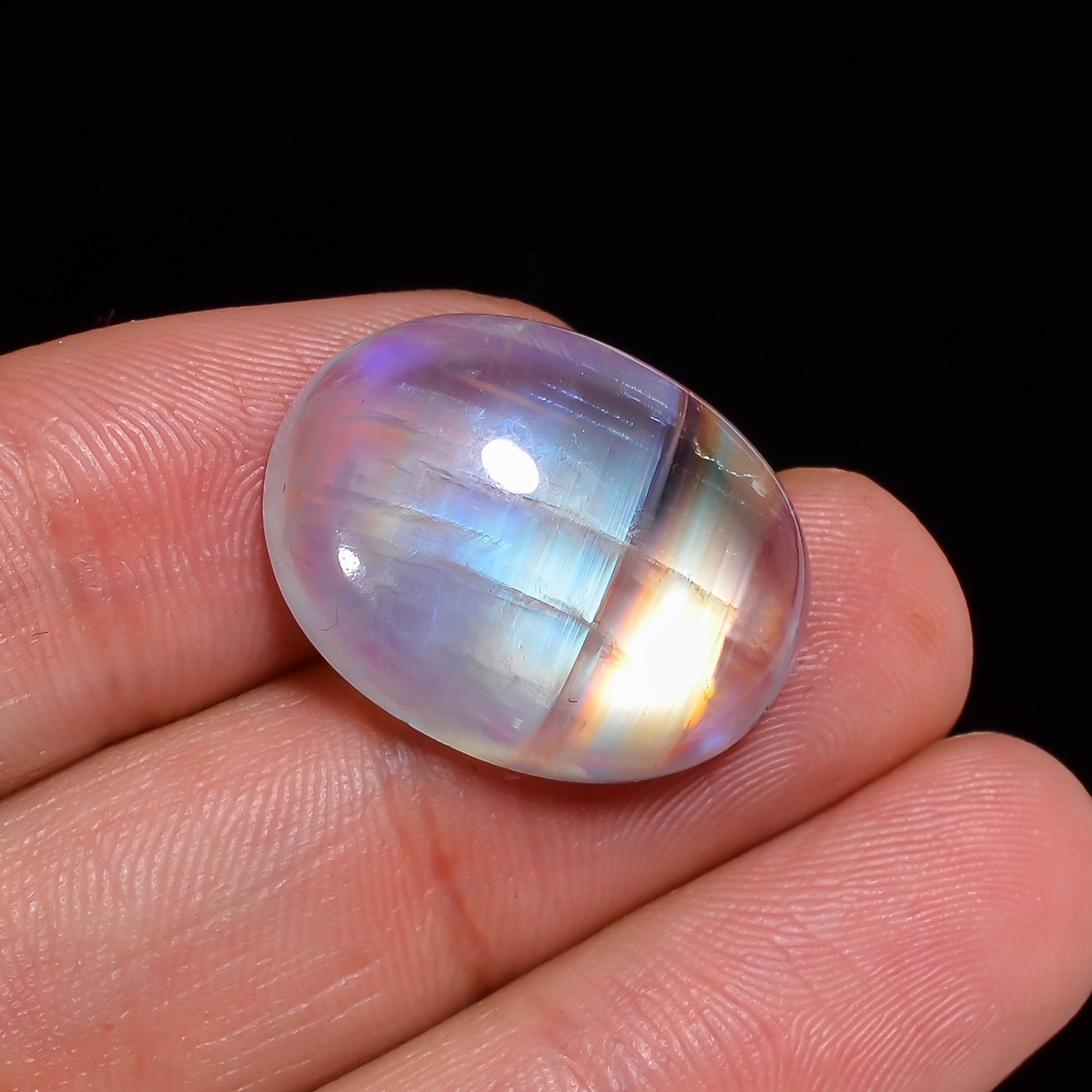 Natural Rainbow Moonstone Oval Shape Cabochon Loose Gemstone For Making Jewelry 23.5 Ct. 22X16X7 mm Y-10102
