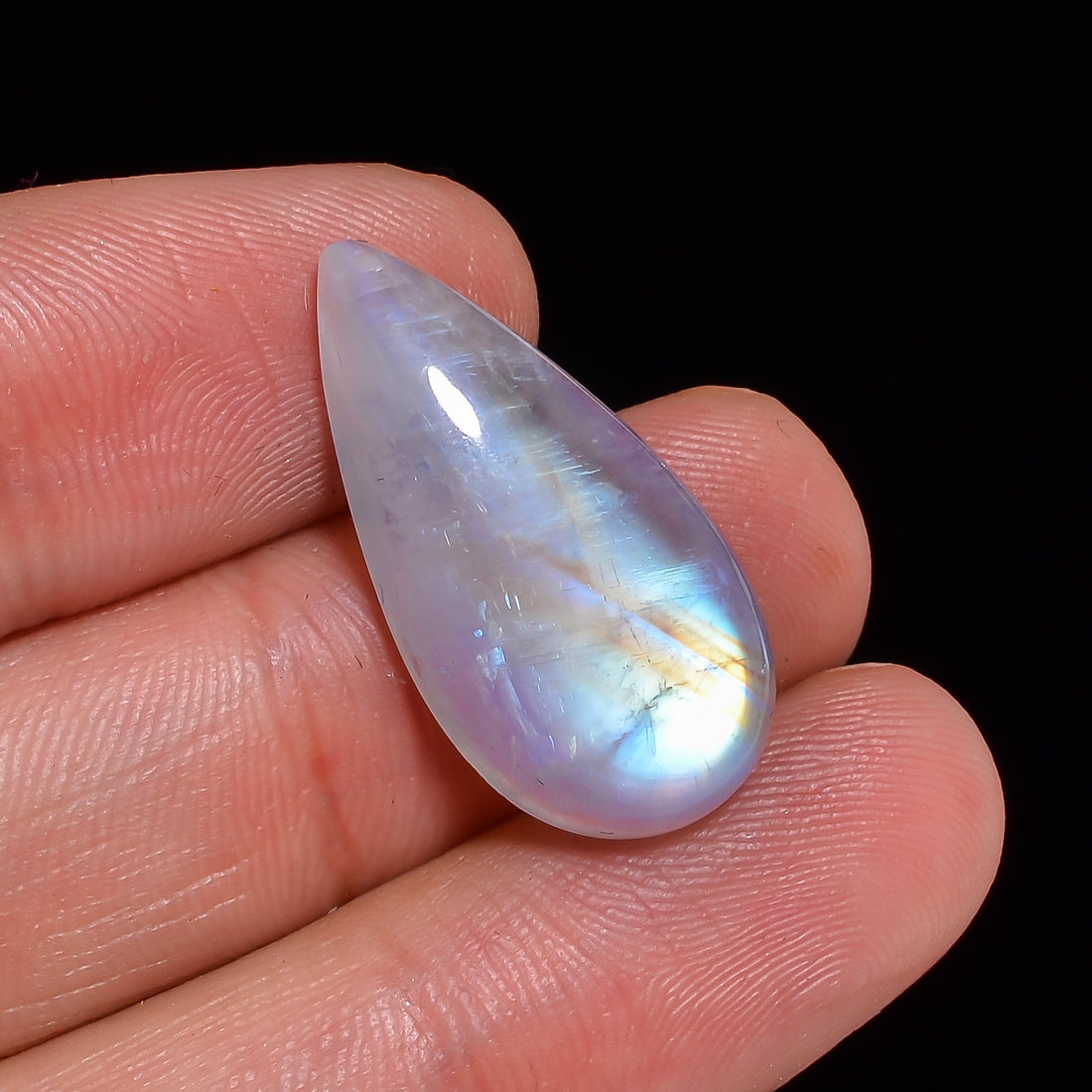 Natural Rainbow Moonstone Pear Shape Cabochon Loose Gemstone For Making Jewelry 16 Ct. 25X12X7 mm Y-10103