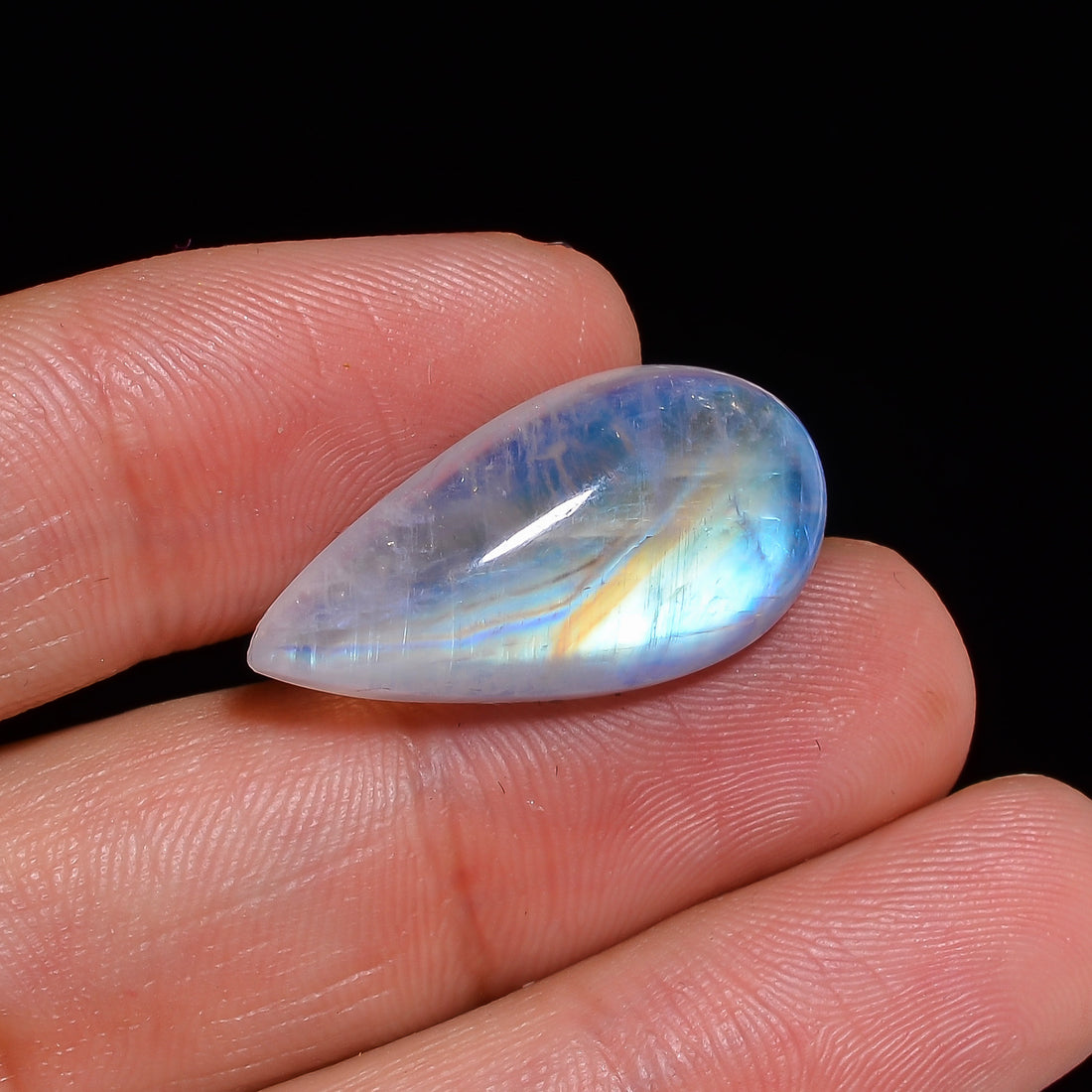 Natural Rainbow Moonstone Pear Shape Cabochon Loose Gemstone For Making Jewelry 16 Ct. 25X12X7 mm Y-10103